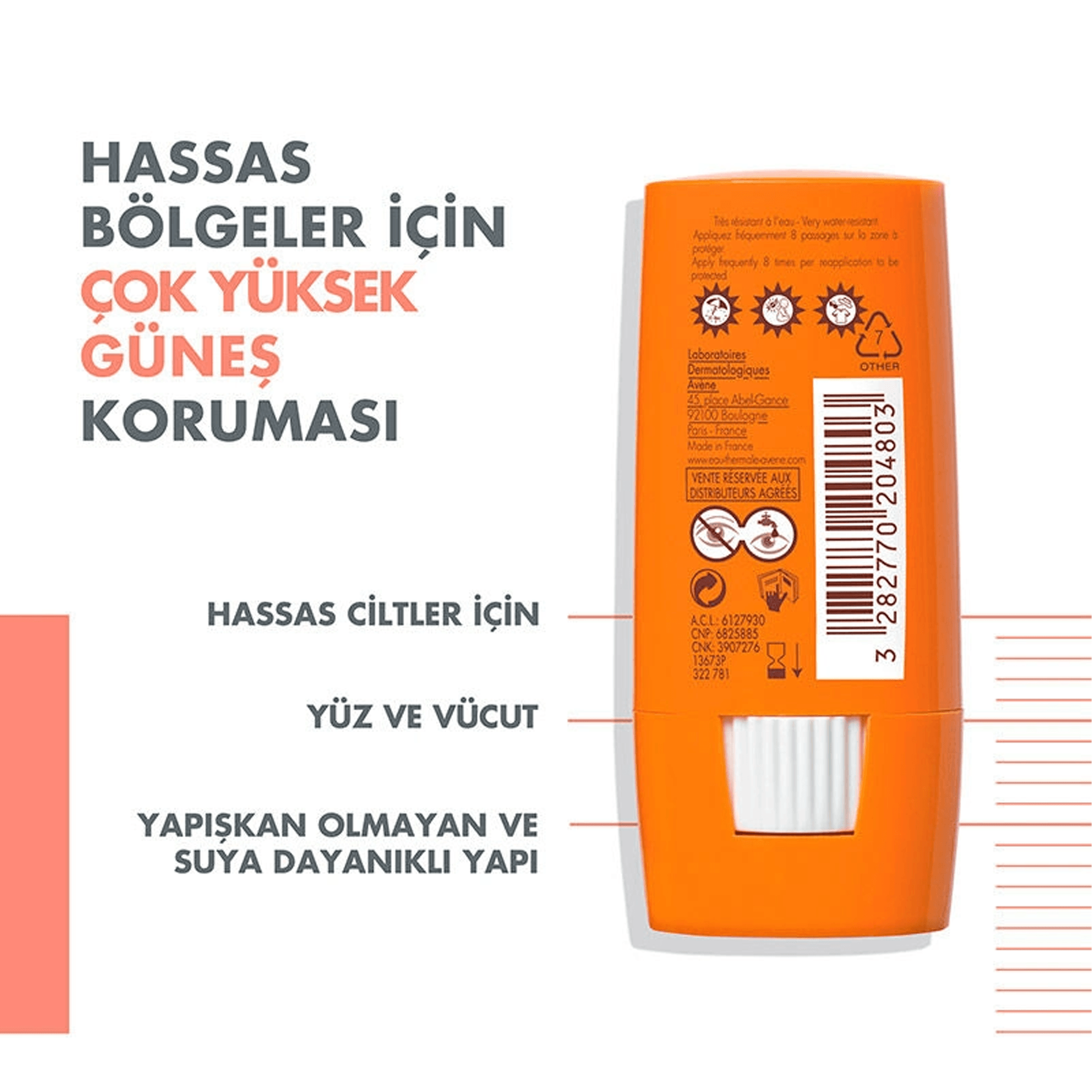 Avene Hassas Bölgeler İçin Güneş Koruyucu Stick Spf50 8Gr