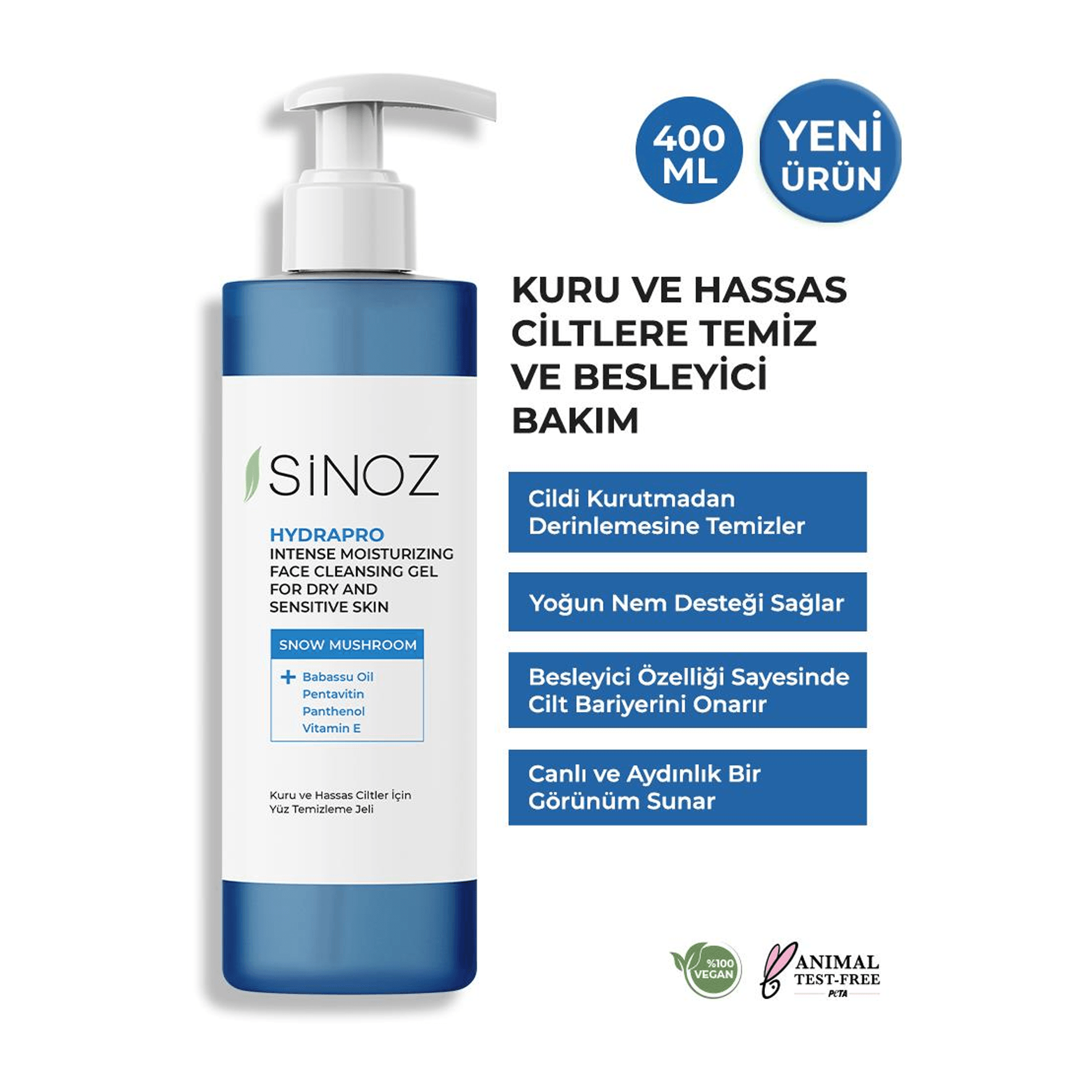 Sinoz Kuru ve Hassas Ciltler Yüz Temizleme Jeli 400mL