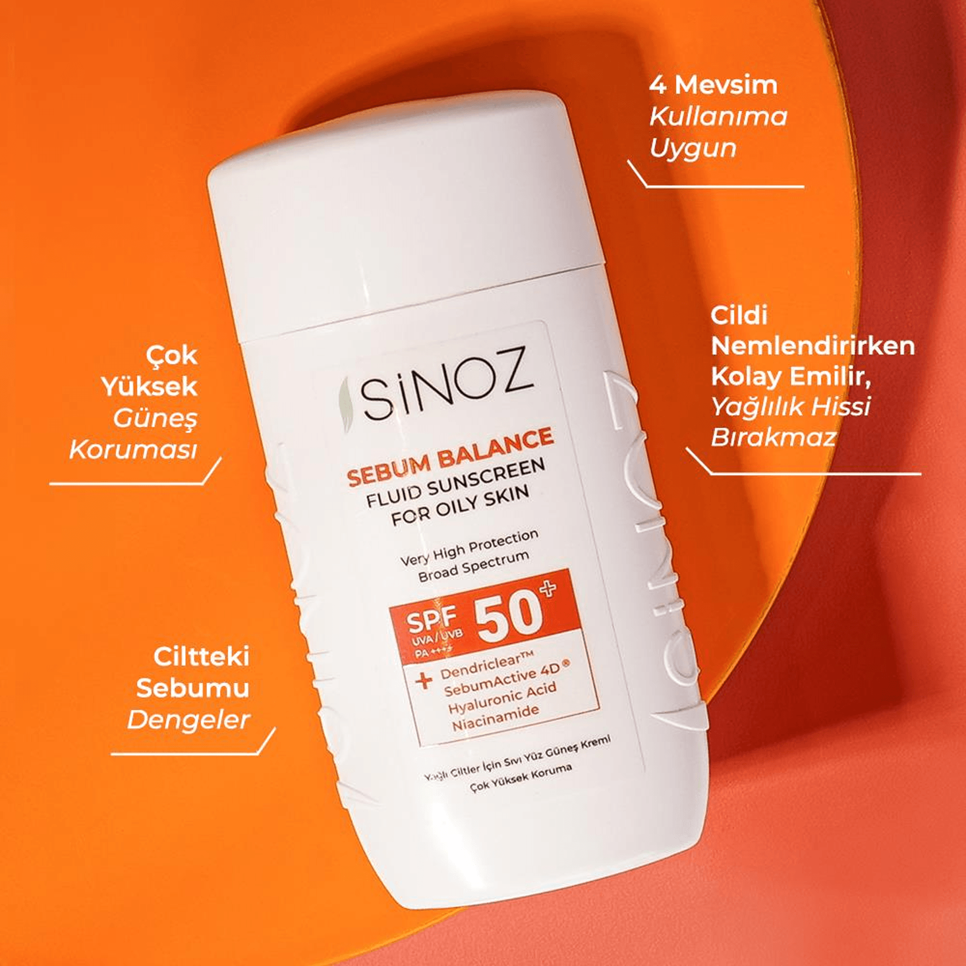 Sinoz Yağlı Ciltler Fluid Güneş Kremi Spf50+ 50mL