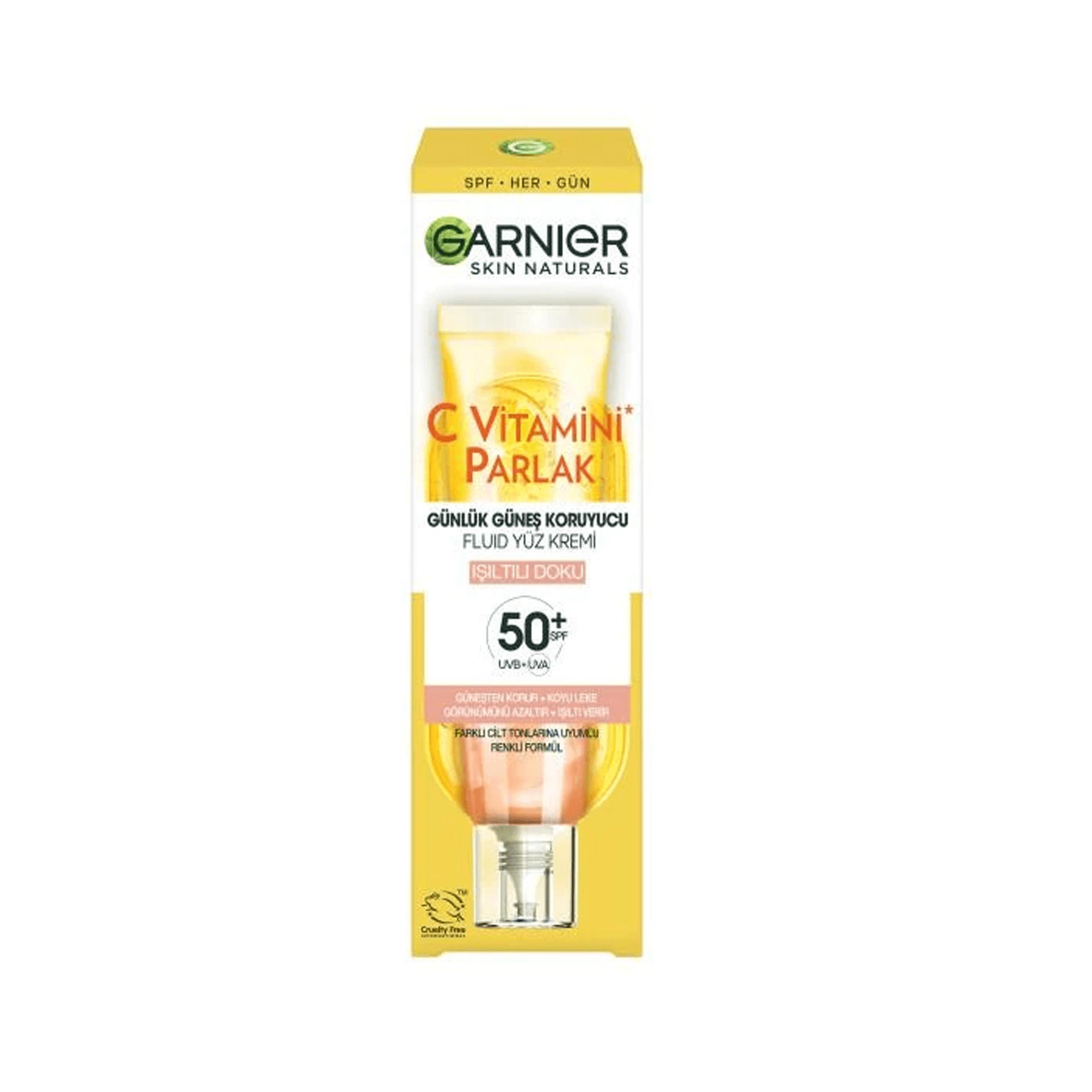 Garnier C Vitamini Parlak Günlük Güneş Koruyucu Fluid Yüz Kremi Işıltılı Doku 50 Spf 40mL