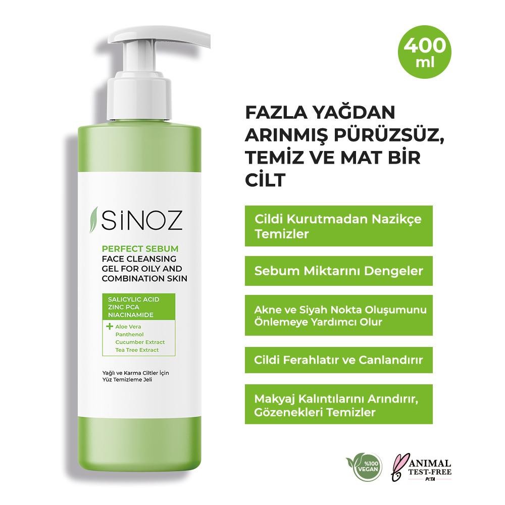 Sinoz Yağlı ve Karma Ciltler Yüz Temizleme Jeli 400mL