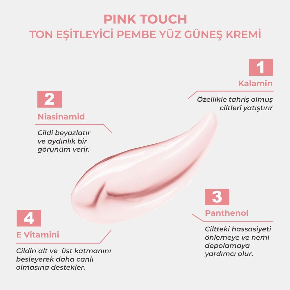 Sinoz Pink Touch Ton Eşitleyici Spf50+ Yüz Güneş Kremi 50mL