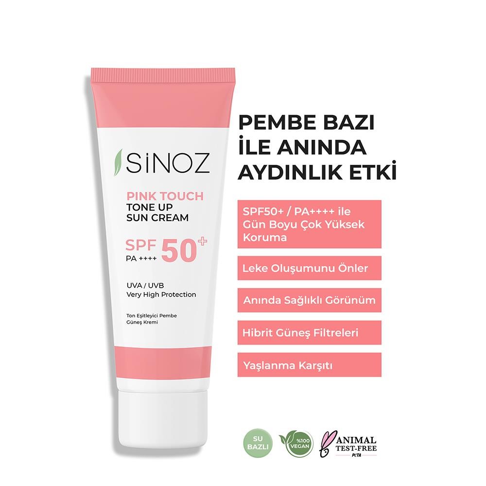 Sinoz Pink Touch Ton Eşitleyici Spf50+ Yüz Güneş Kremi 50mL