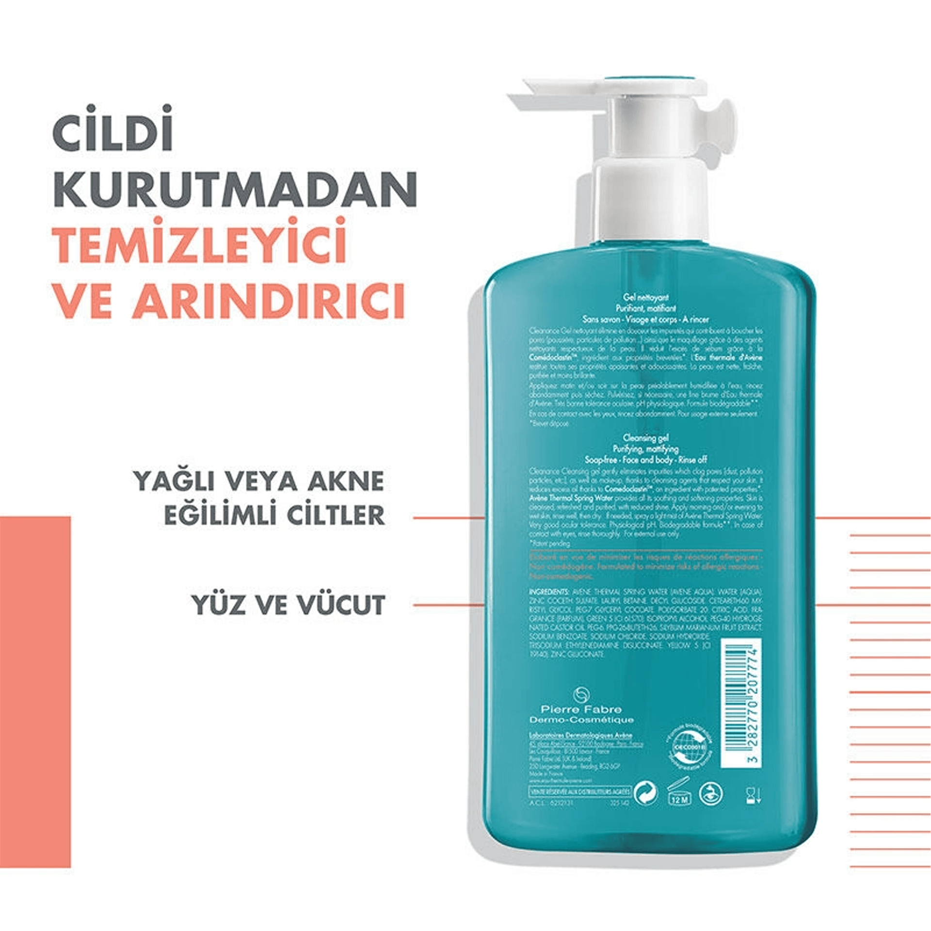 Avene Cleanance Gel Nettoyant Yüz ve Vücut Temizleme Jeli 400mL