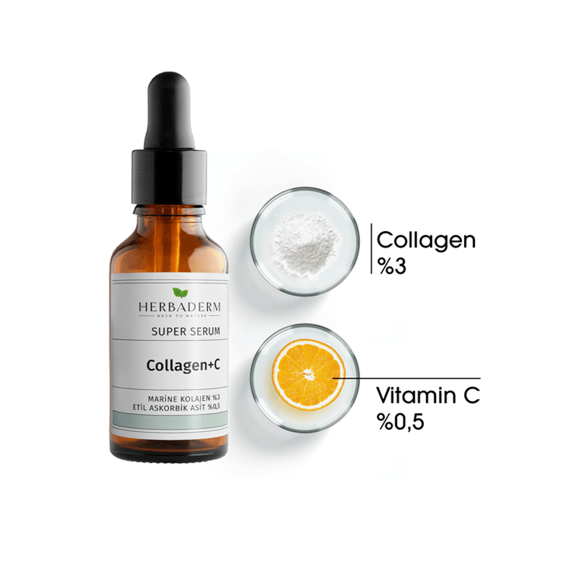 Herbaderm Kolajen + C Vitamini Super Serum 30mL