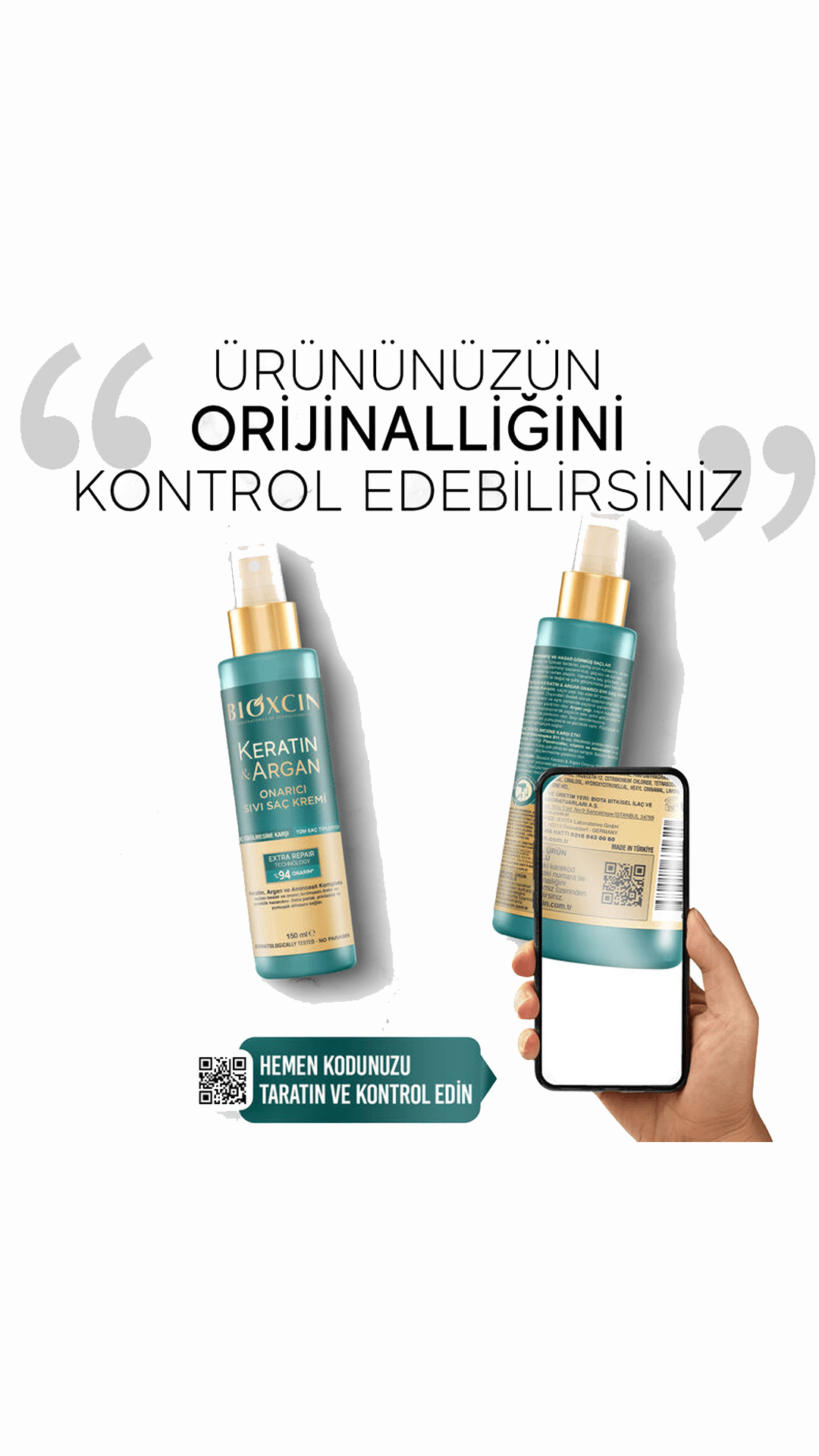 Bioxcin Keratin ve Argan Onarıcı Sıvı Saç Kremi 150mL