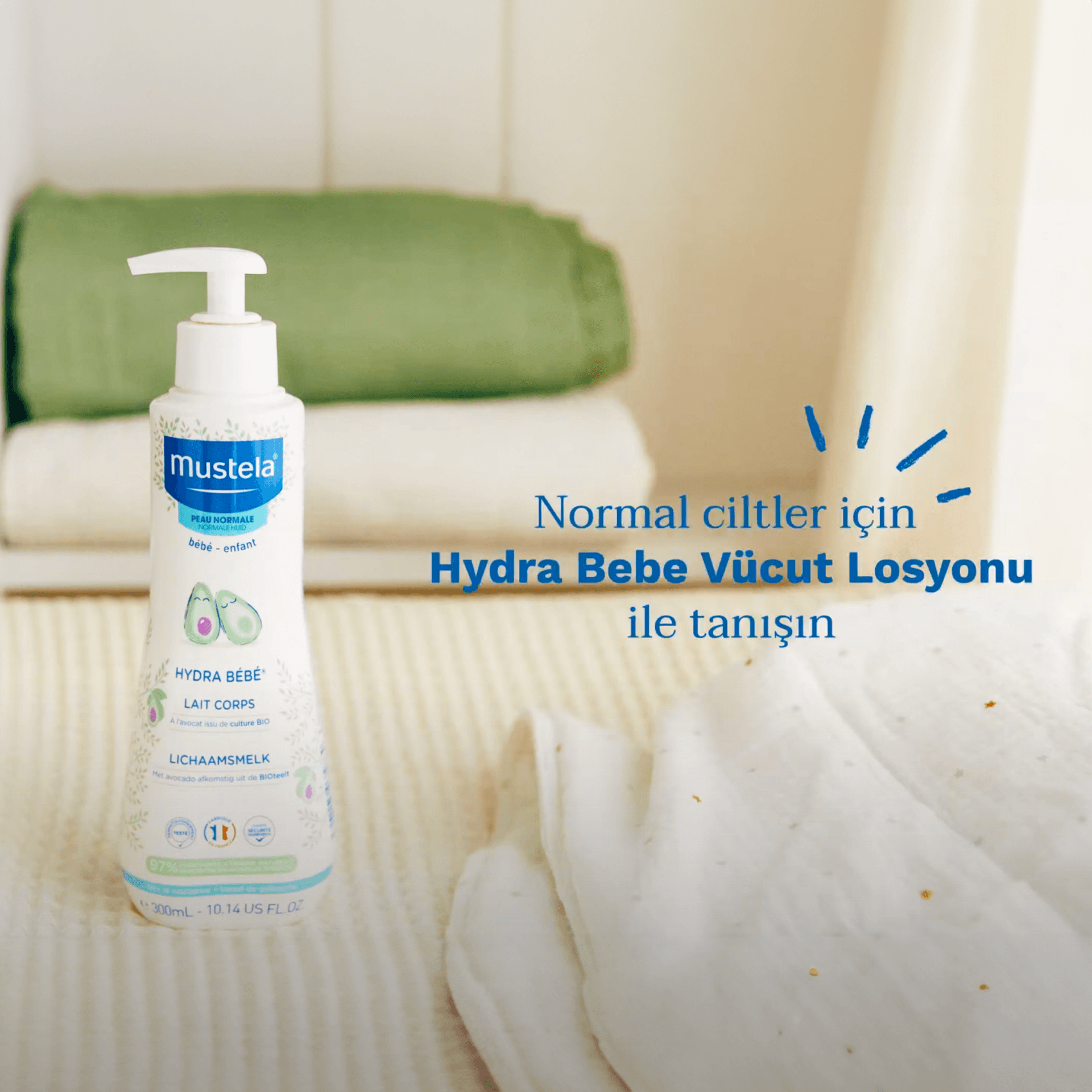 Mustela Hydra Bebe Organik Avokado İçeren Nemlendirici Bebek Vücut Losyonu 300mL