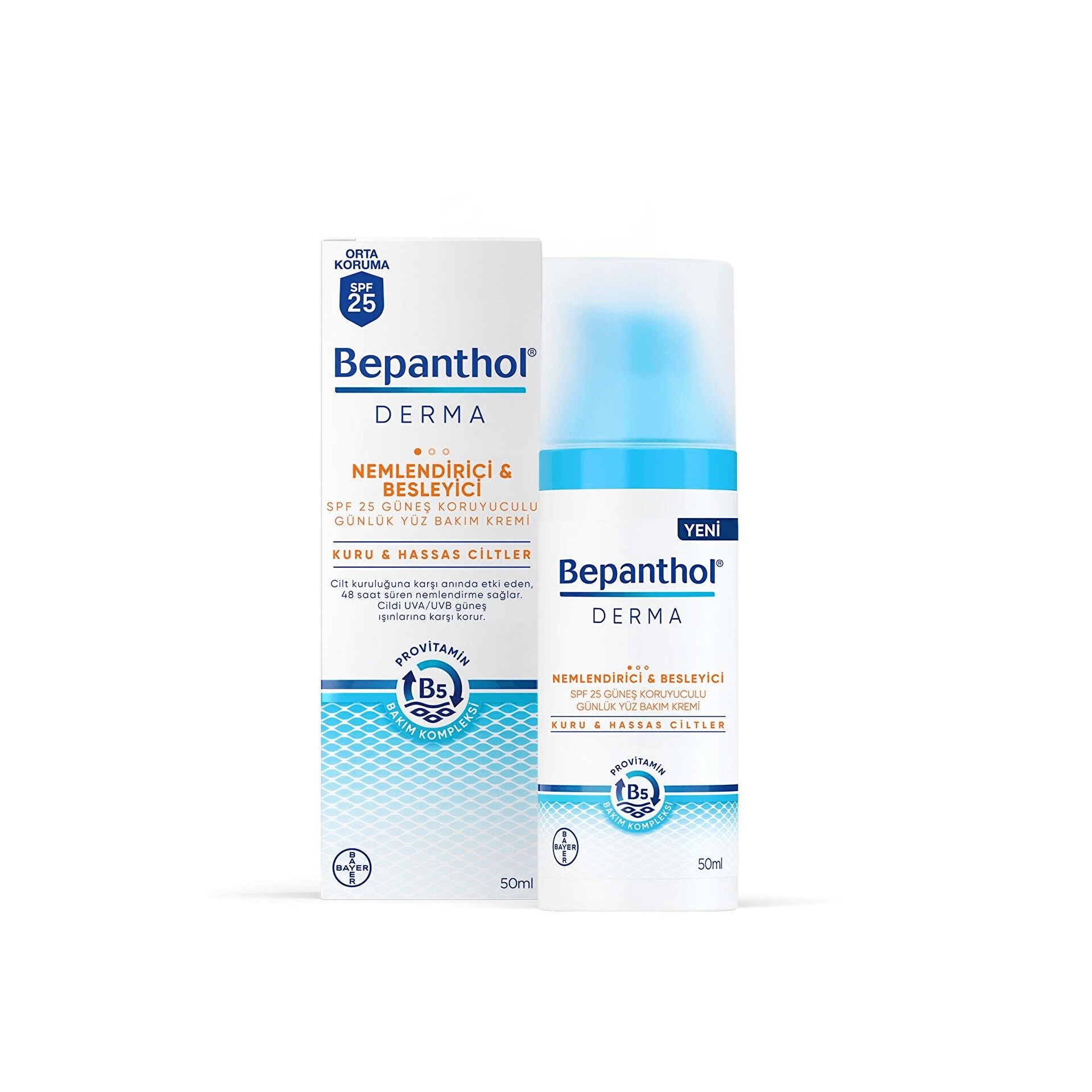 Bepanthol Derma Nemlendirici & Besleyici SPF 25 Güneş Koruyuculu Günlük Yüz Bakım Kremi 50mL