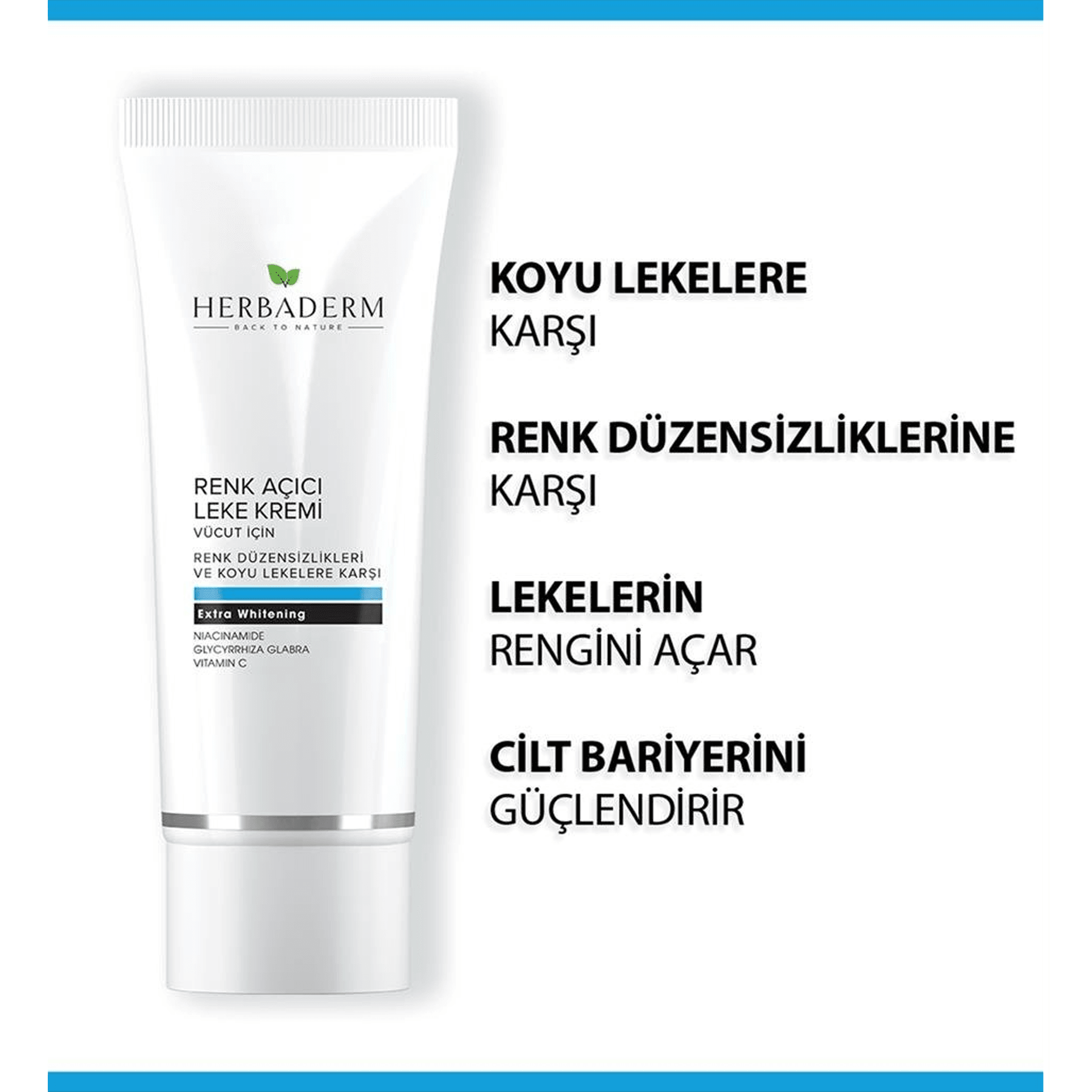 Herbaderm Renk Açıcı Leke Kremi Vücut İçin, UVAUVB Koruma 60mL