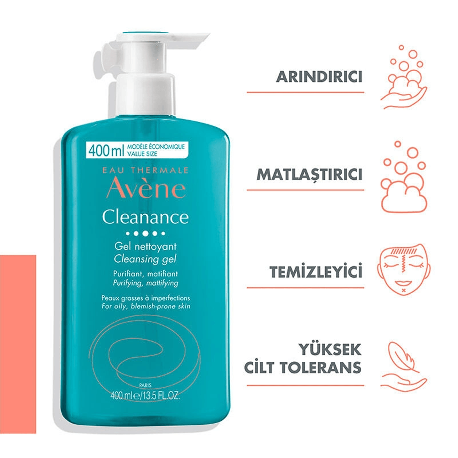 Avene Cleanance Gel Nettoyant Yüz ve Vücut Temizleme Jeli 400mL