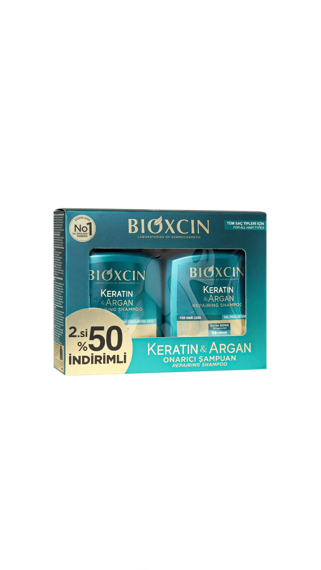 Bioxcin Keratin ve Argan Onarıcı Şampuan 2x300mL