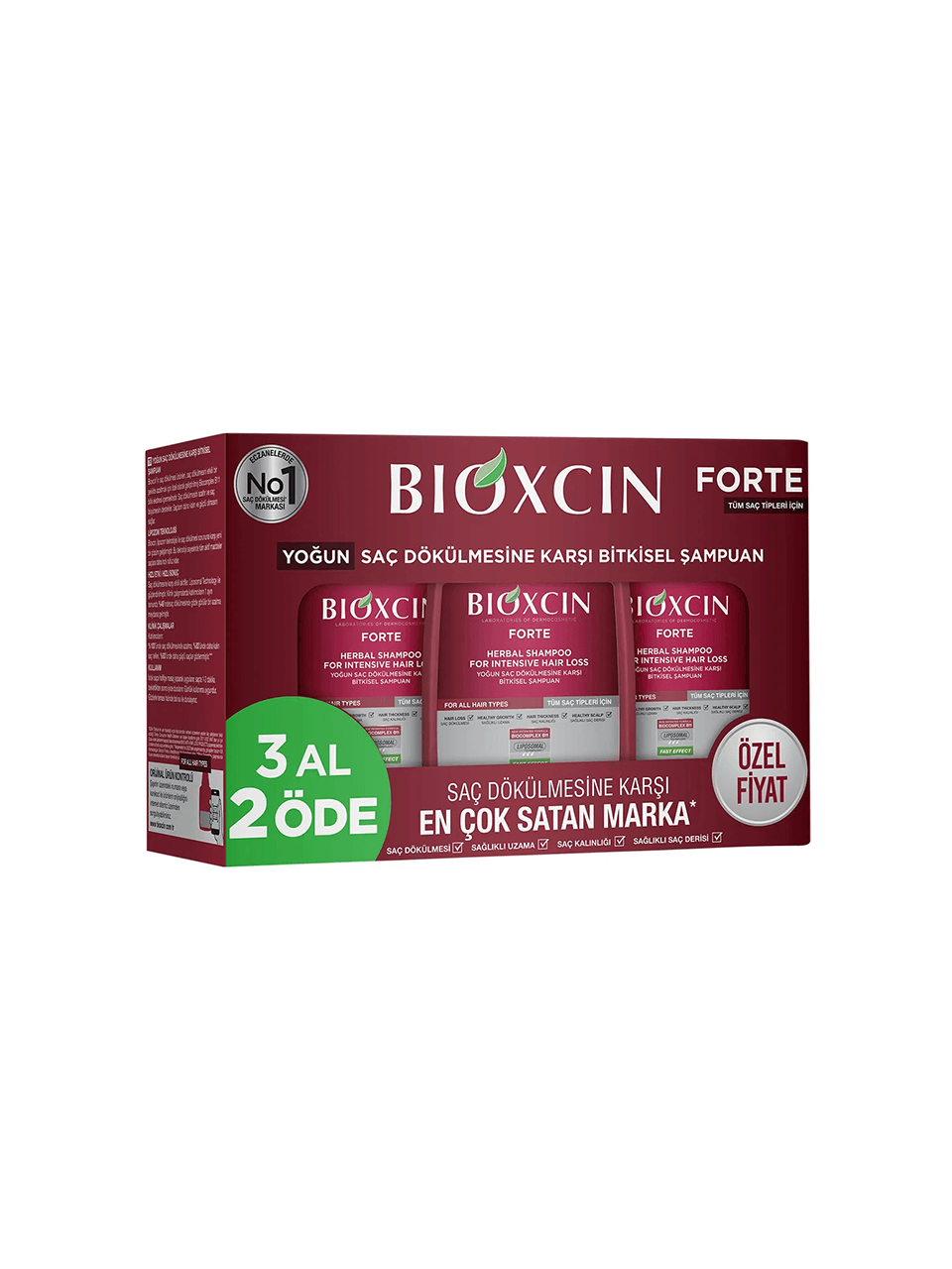 Bioxcin Forte Saç Dökülmesine Karşı Bakım Şampuan Seti 3x300mL