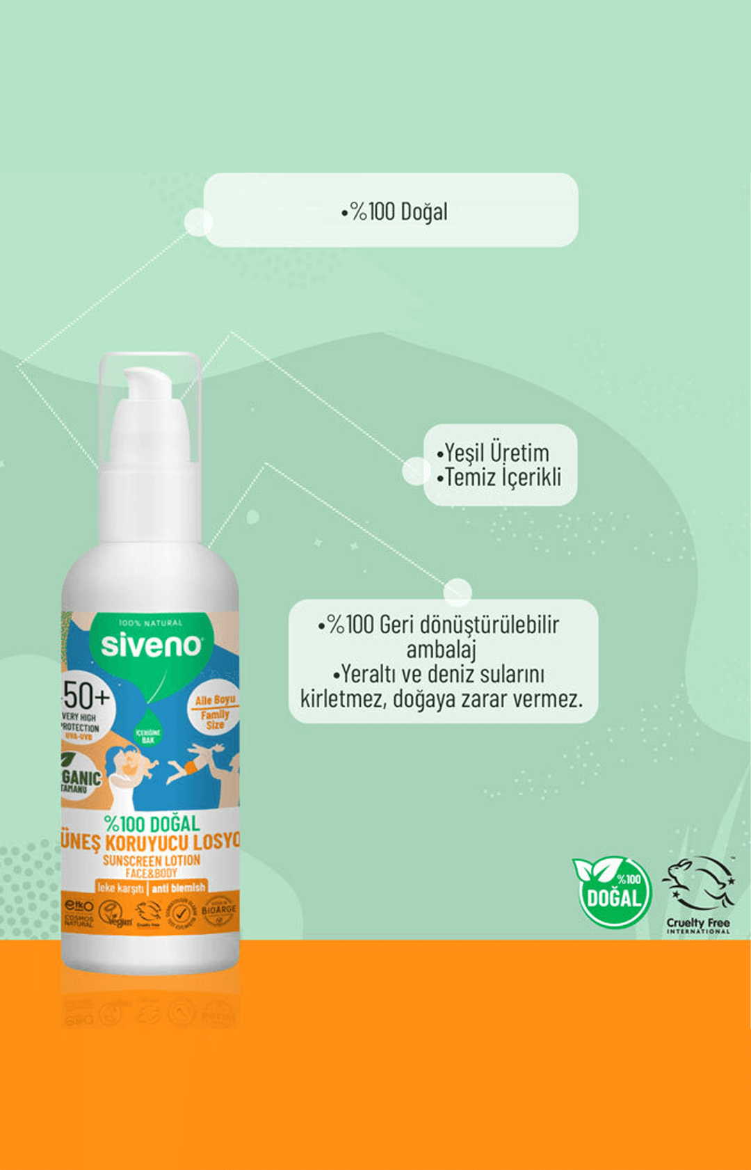 Siveno %100 Doğal Güneş Koruyucu Losyon 100mL