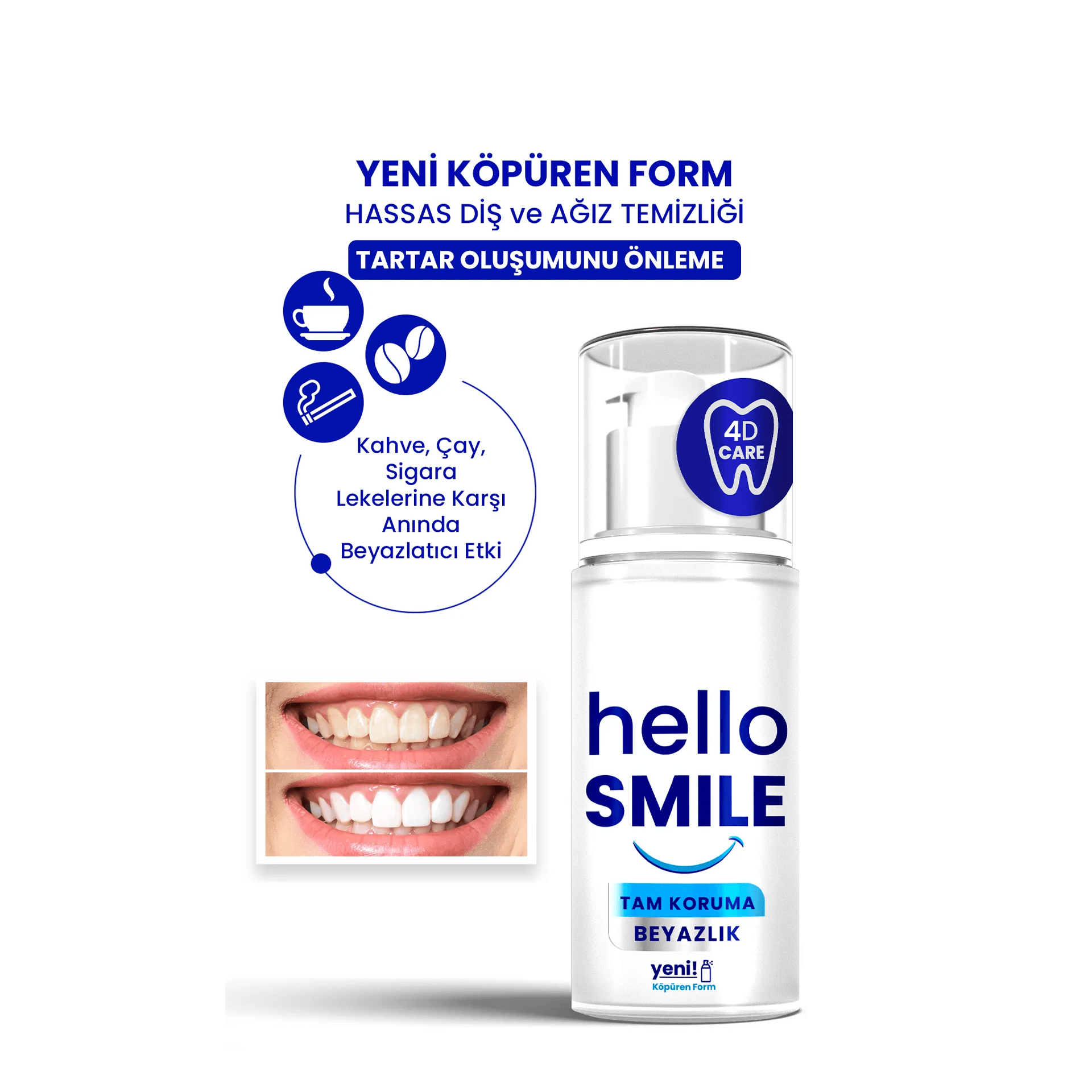 PROCSİN HELLO SMILE Tam Koruma Anında Beyazlatıcı Diş Macunu 50mL