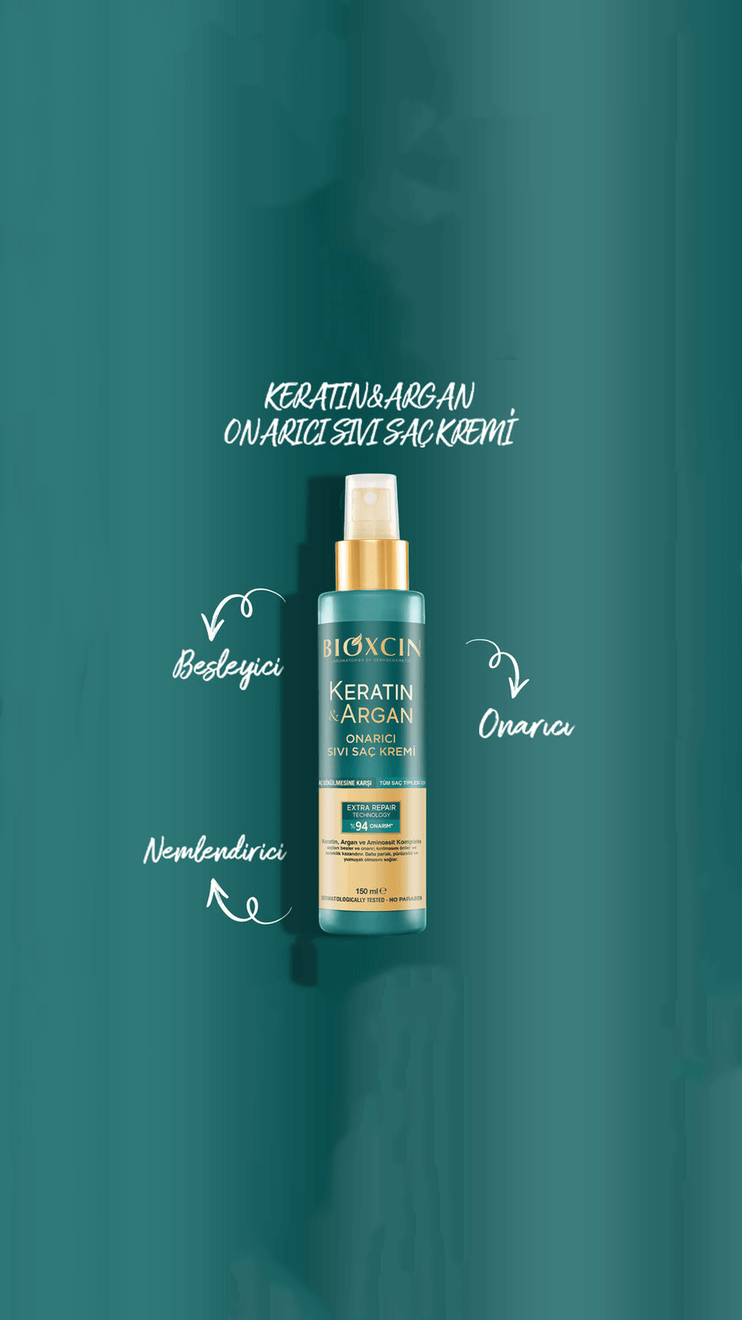 Bioxcin Keratin ve Argan Onarıcı Sıvı Saç Kremi 150mL