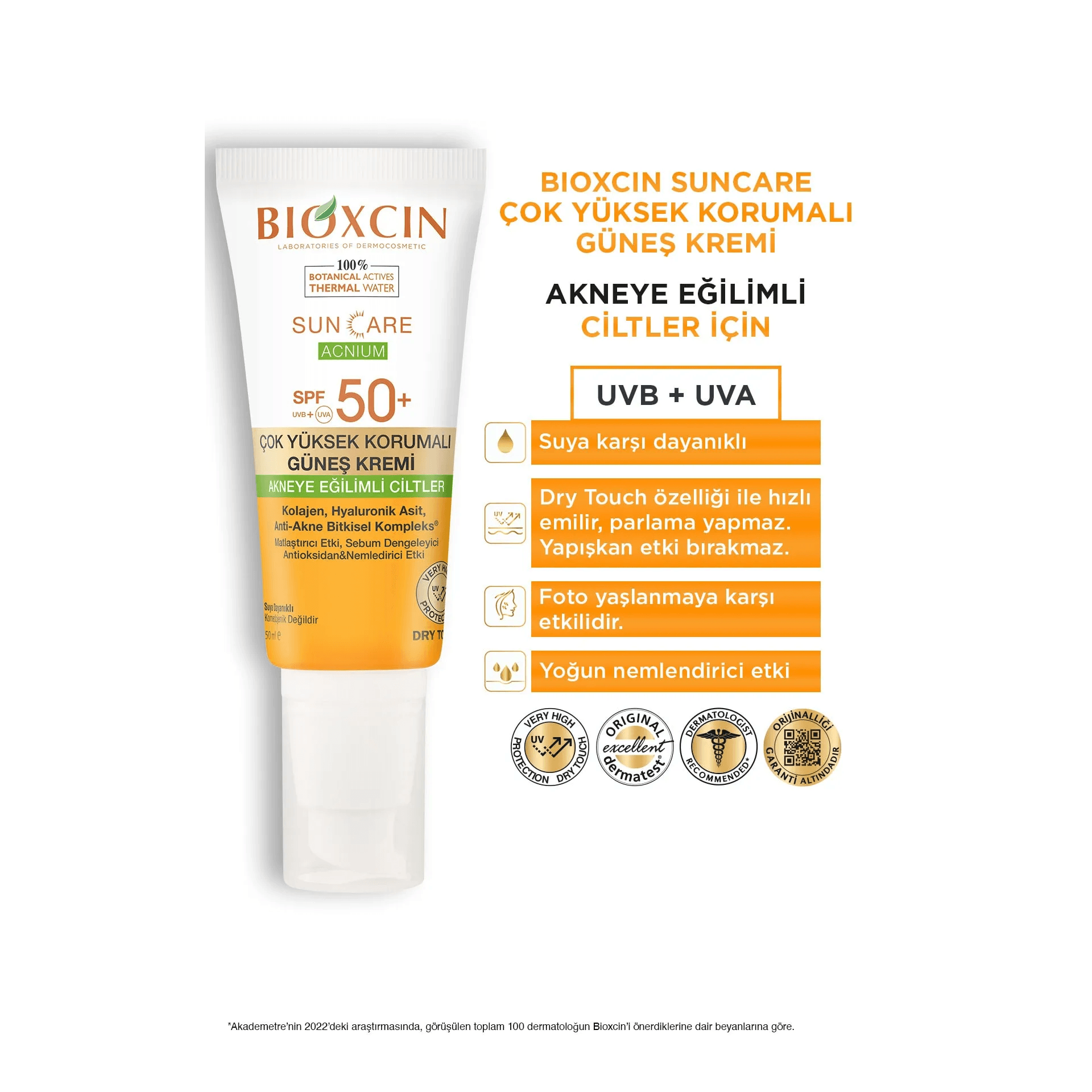 Bioxcin Sun Care Düzensiz Ciltler için Spf 50 Güneş Kremi 50mL