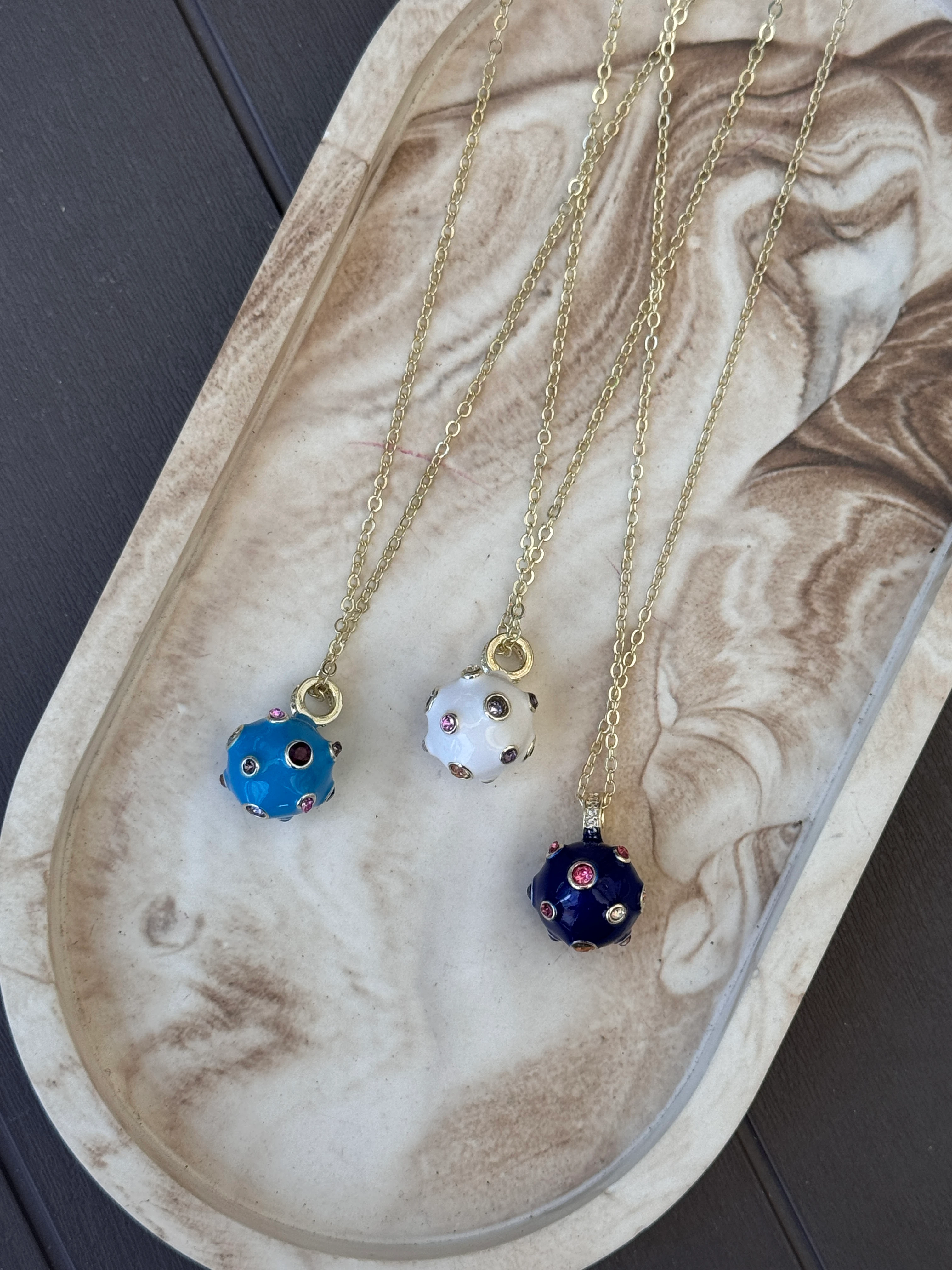 Renkli Taşlı Top Kolyeler