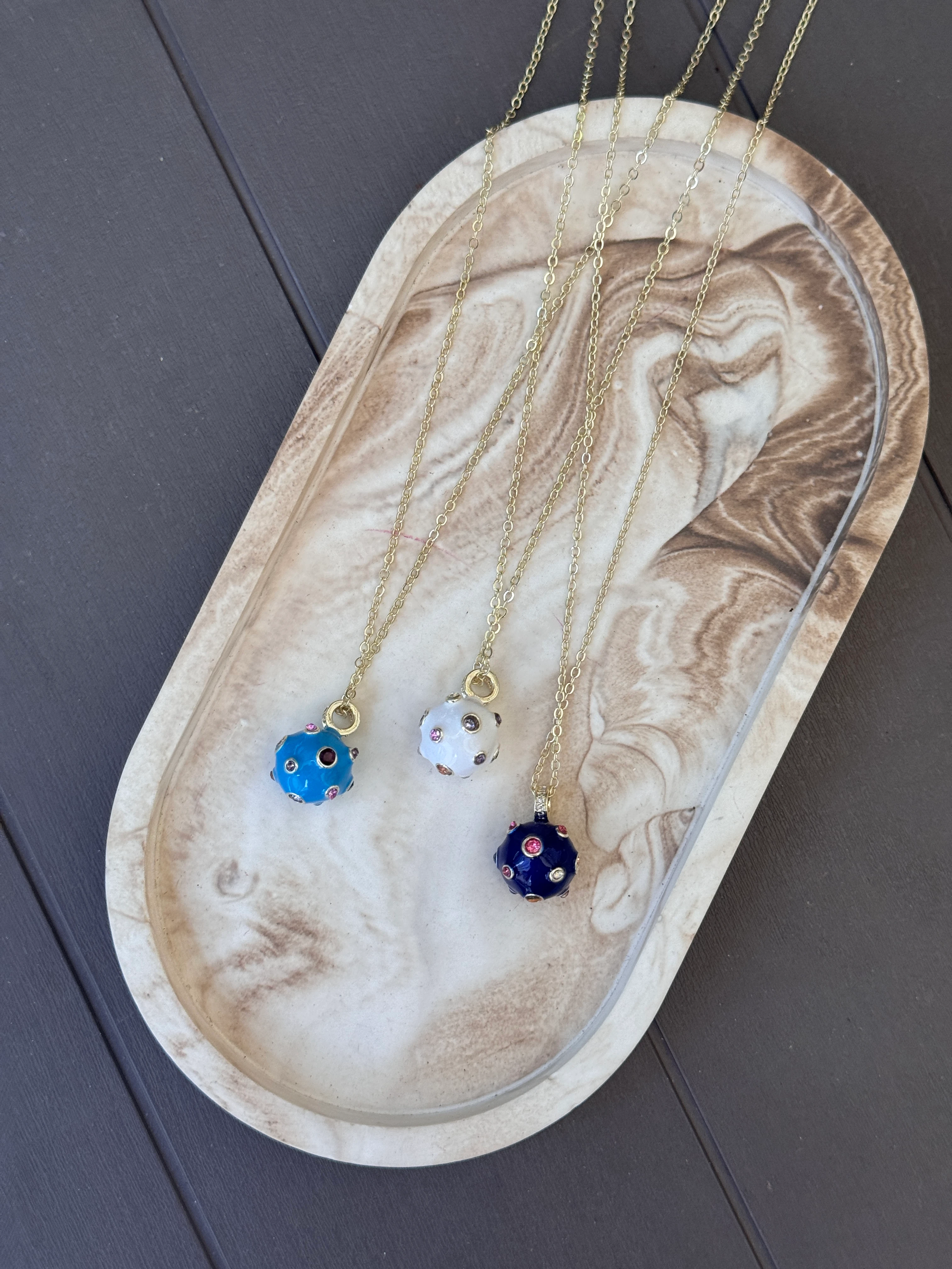 Renkli Taşlı Top Kolyeler