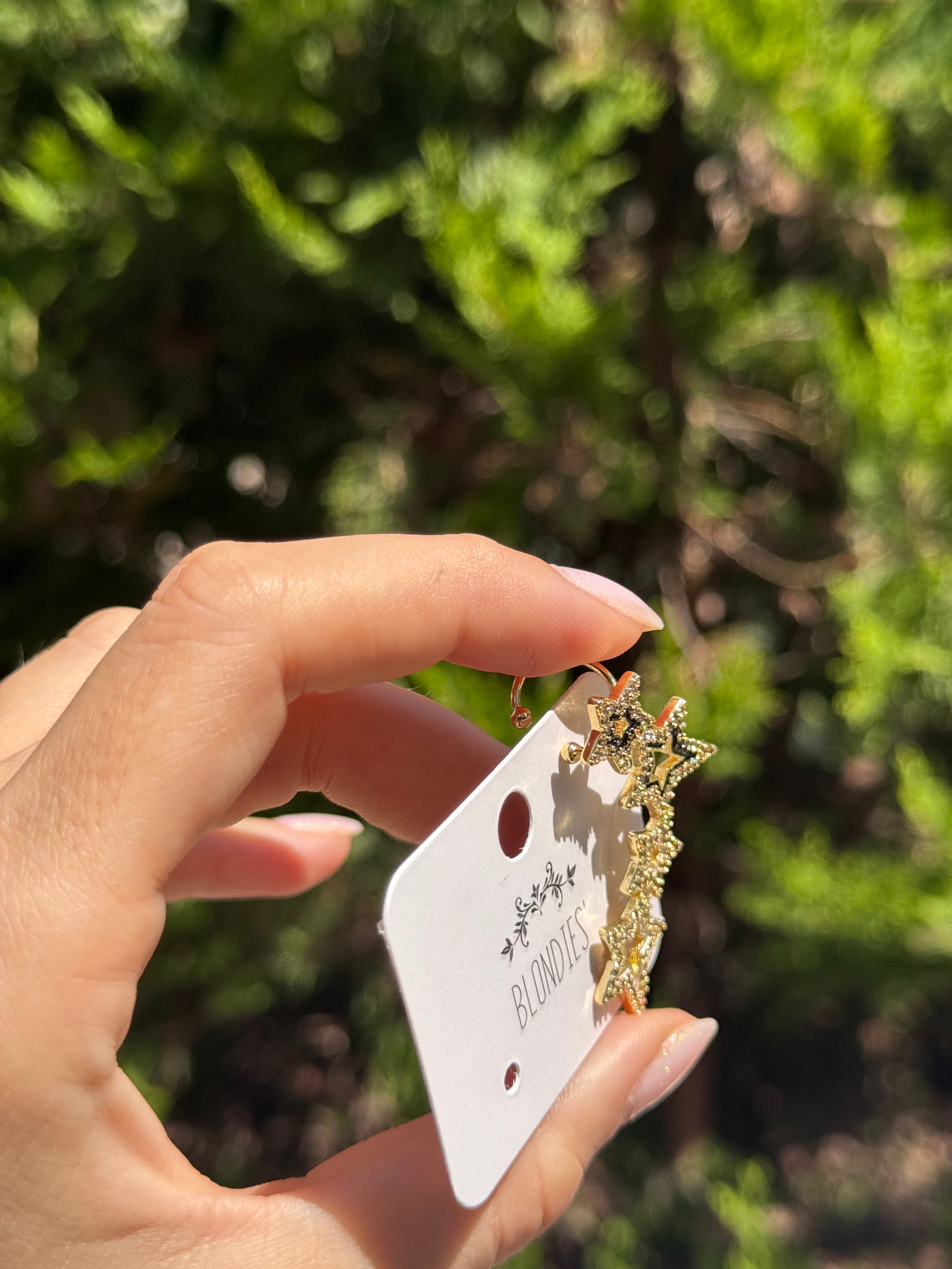 Yıldızlı Earcufflı Küpe