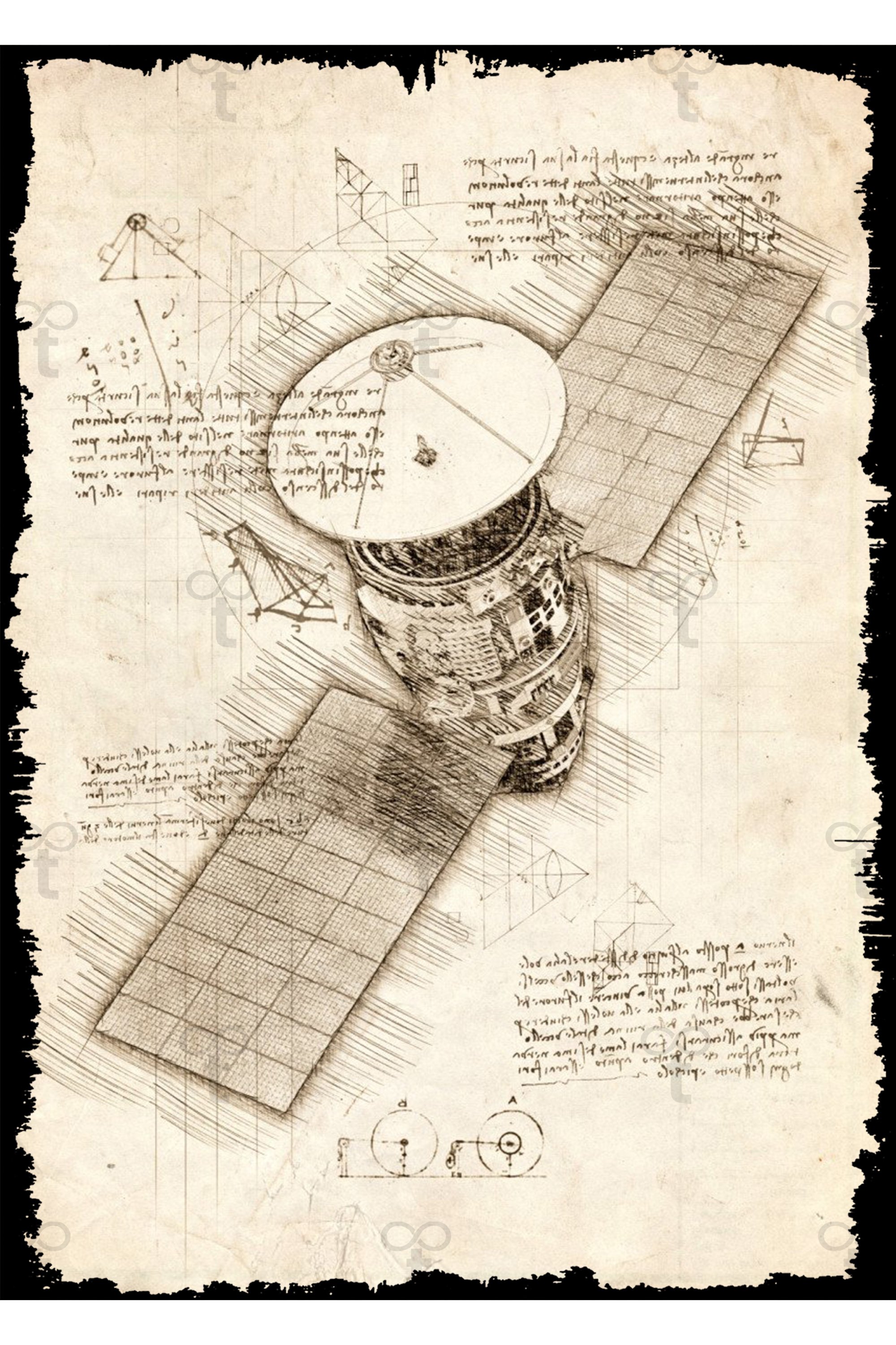 Da Vinci Tema Uydu Görselli Ahşap Tablo