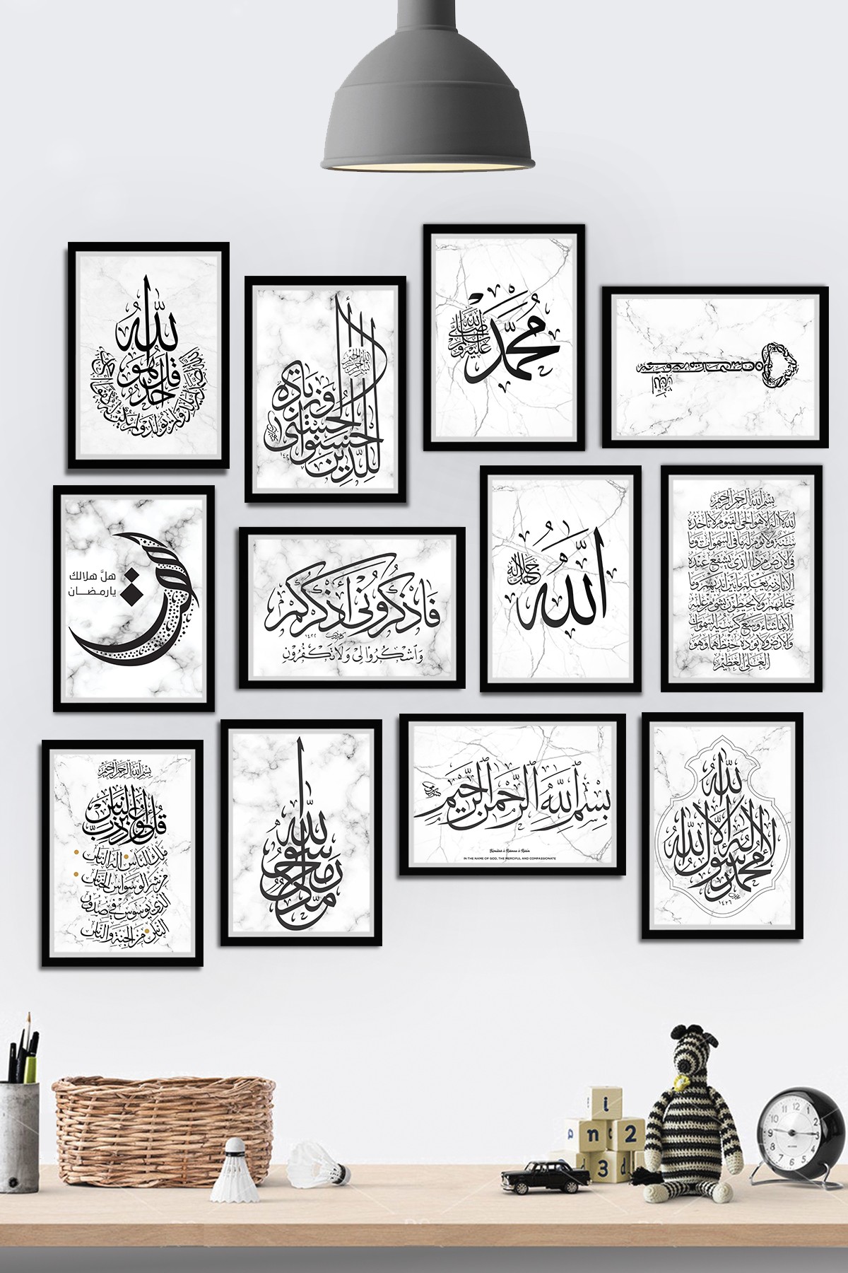  🌙🕋 İslam Dini Temalı Ahşap Tablo Seti - 12 Parça, Ruhani Bir Huzur ve Estetik Deneyim! 🌟🎨
