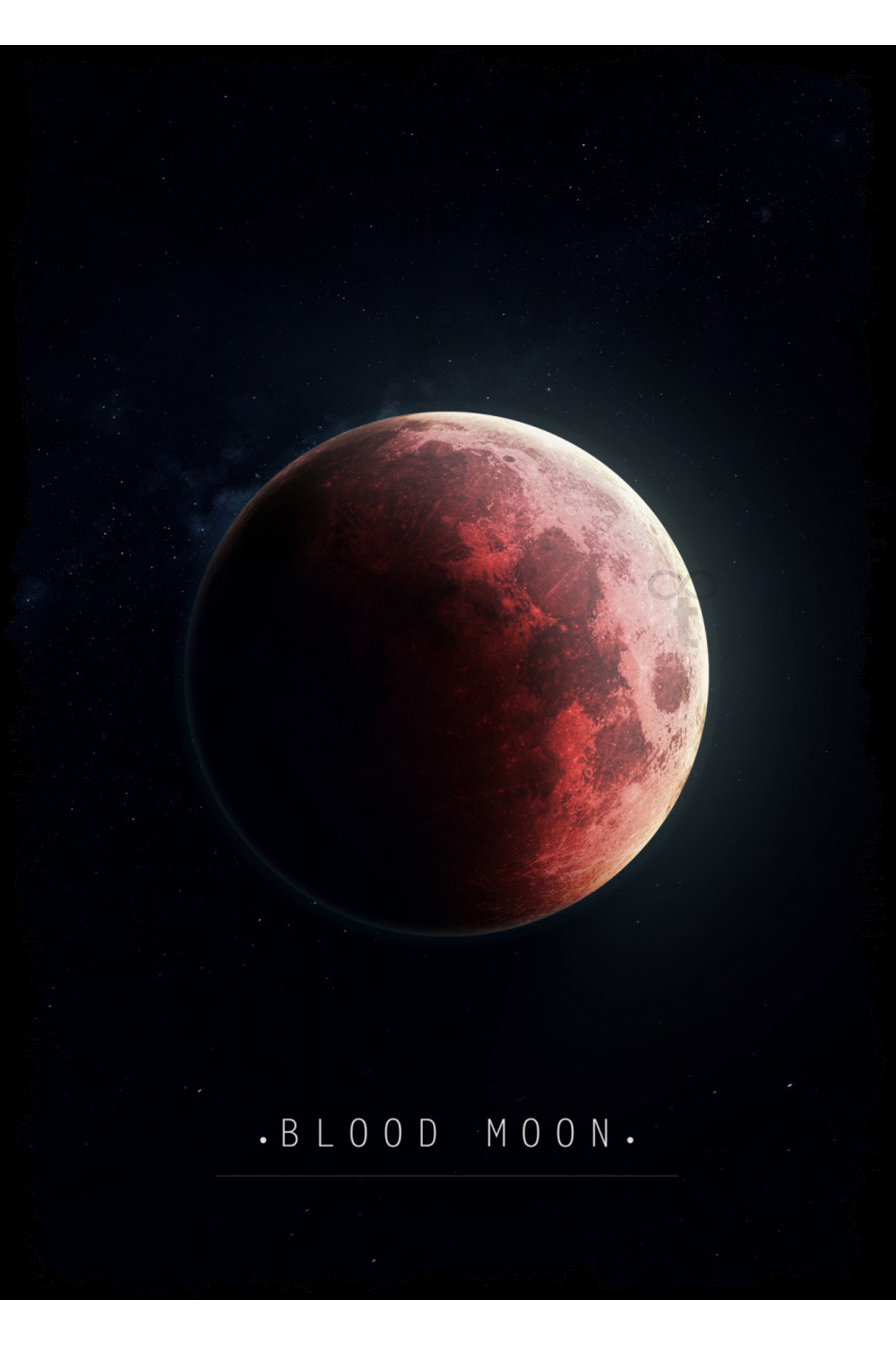 Kanlı Ay Gezegen Ahşap Tablo