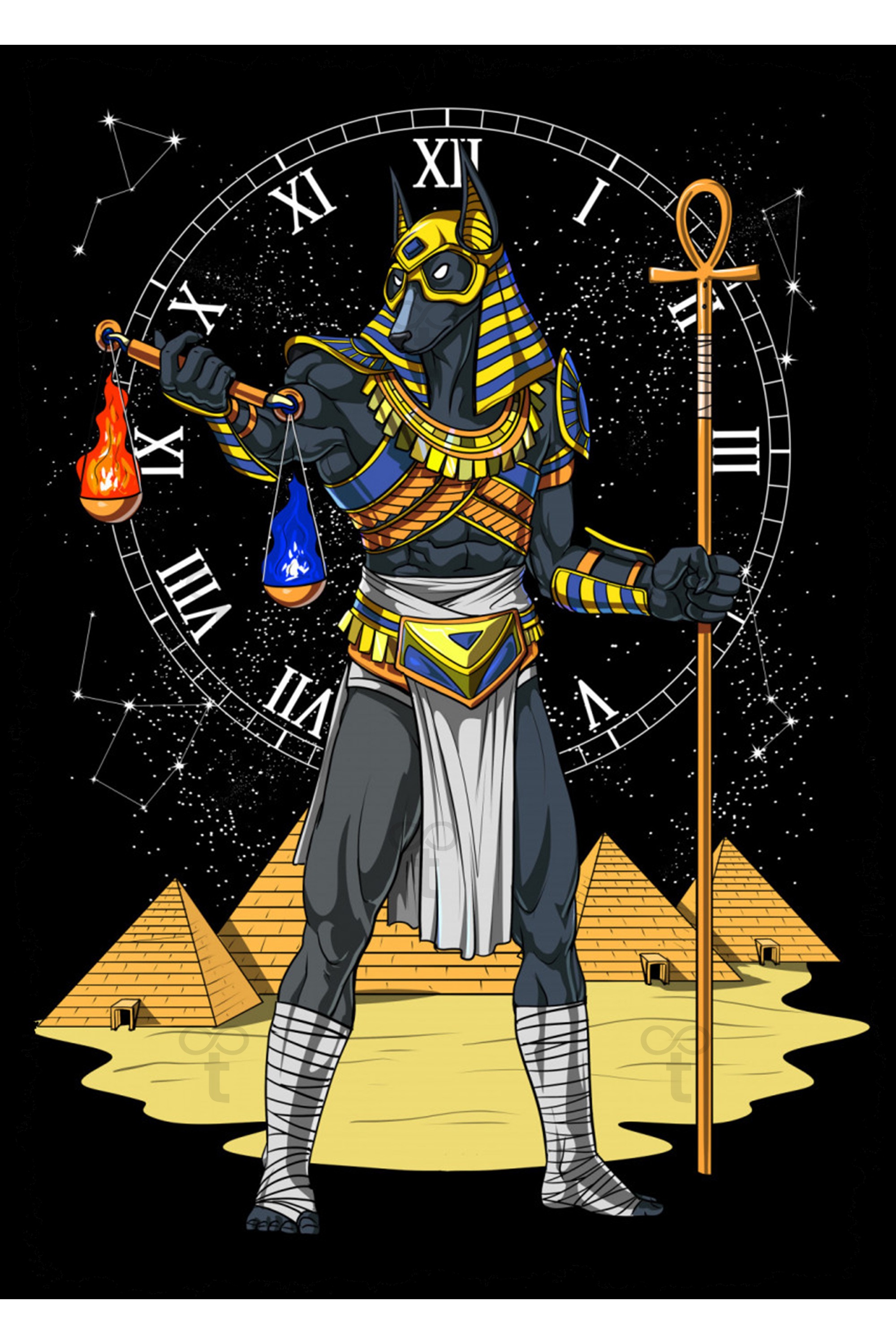  Anubis Mısır Tanrısı Tema Ahşap Tablo