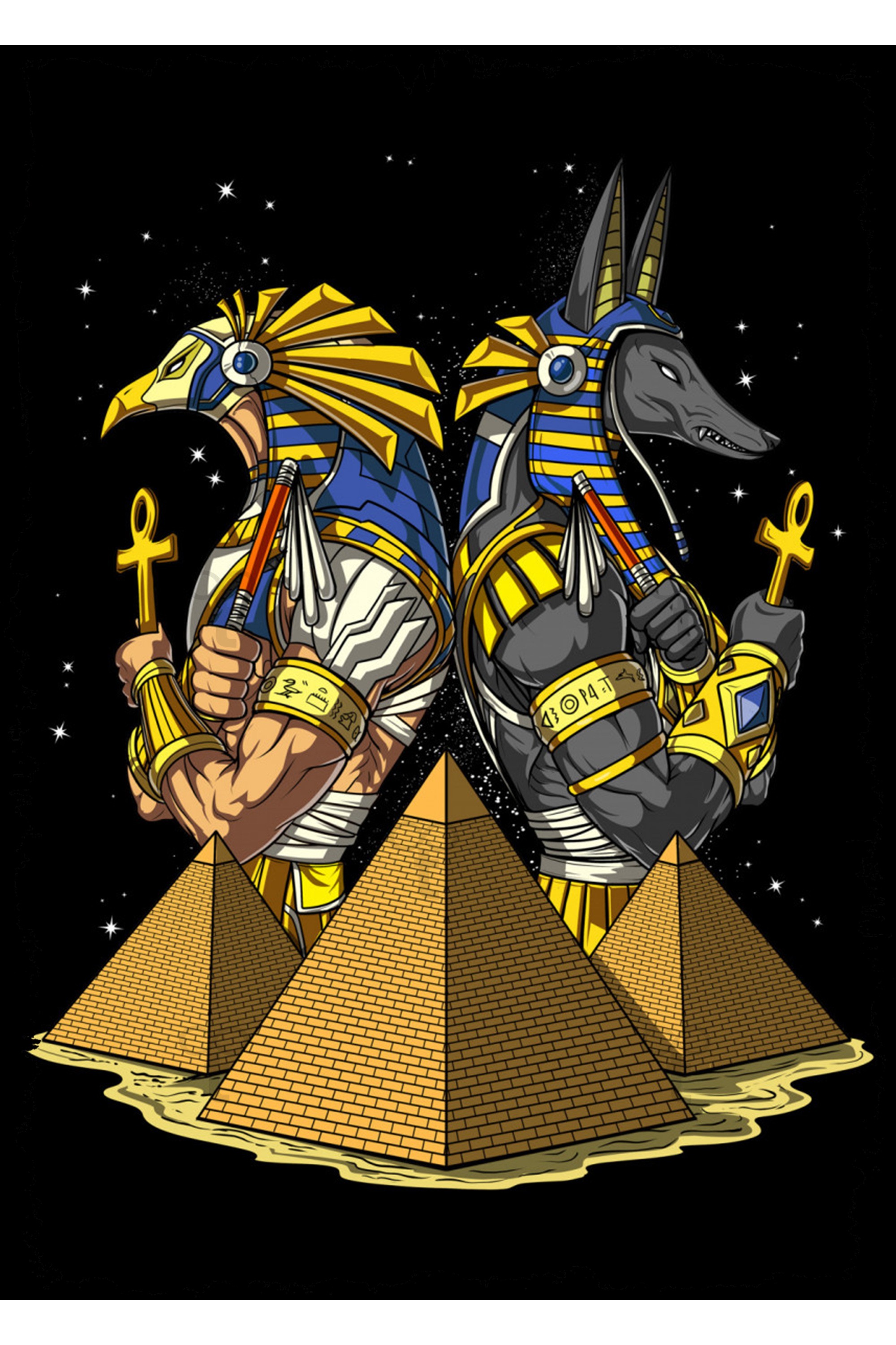  Anubis ve Ra Mısır Tanrıları Tema Ahşap Tablo