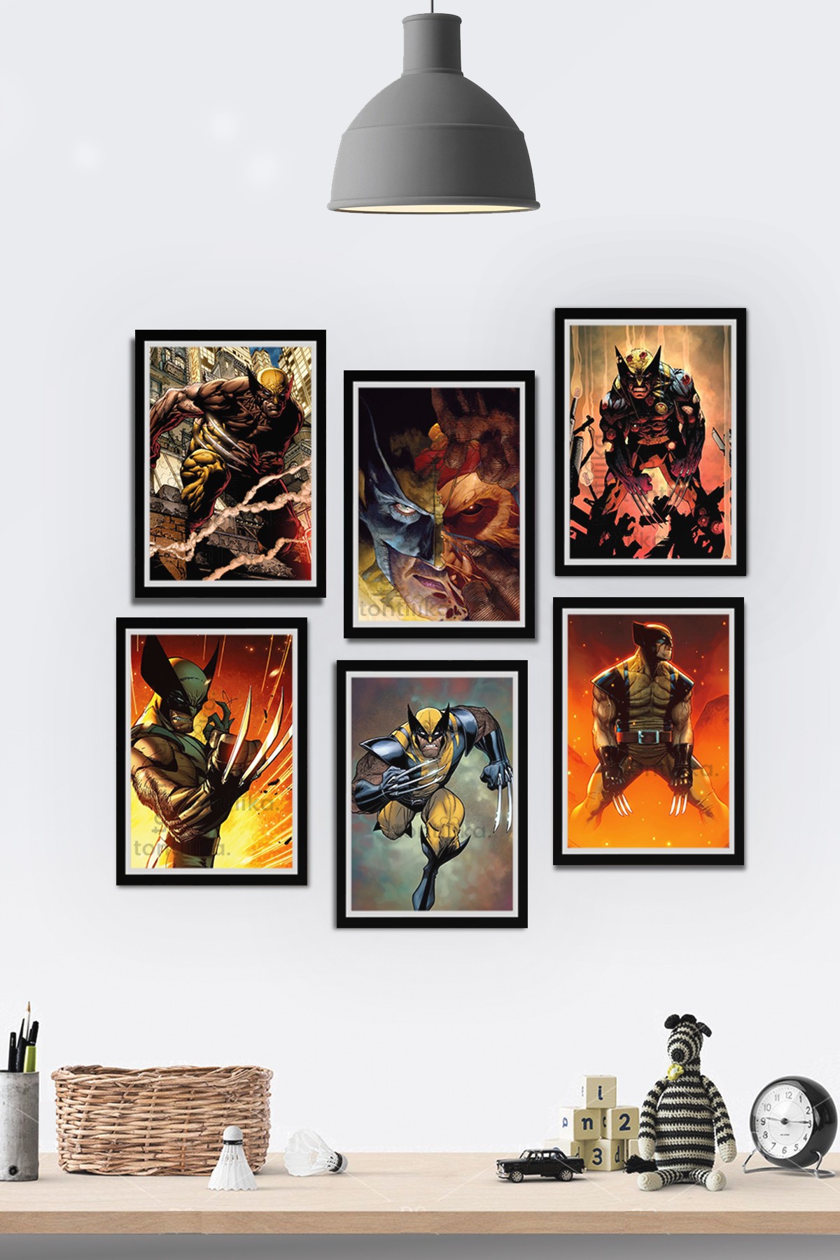🦾 Wolverine Temalı Ahşap Tablo Seti - 6 Parça: Keskin Pençelerin Gücü Duvarlarınıza Geliyor! 🦾