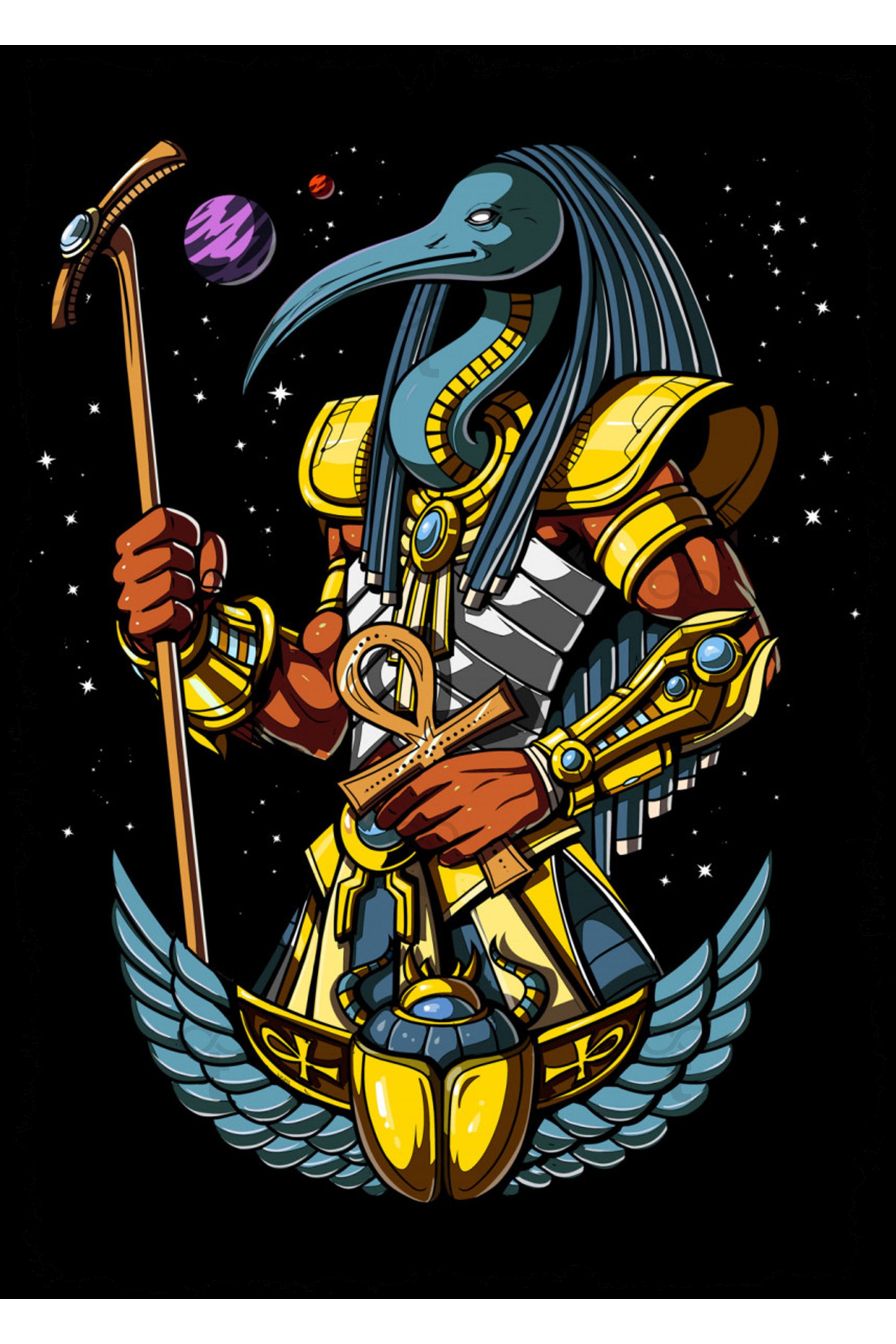  Thoth Mısır Tanrısı Tema Ahşap Tablo