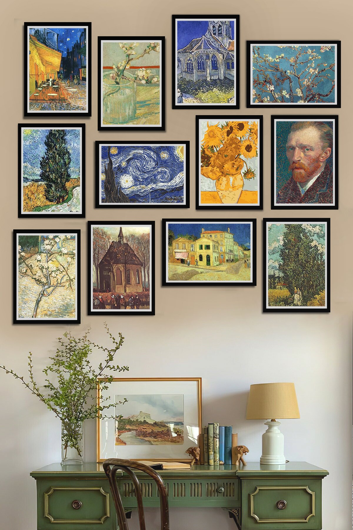 🎨🌟 Vincent van Gogh Eserleri Ahşap Tablo Seti - 12 Parça Sanat Şöleni! 🌻🌌