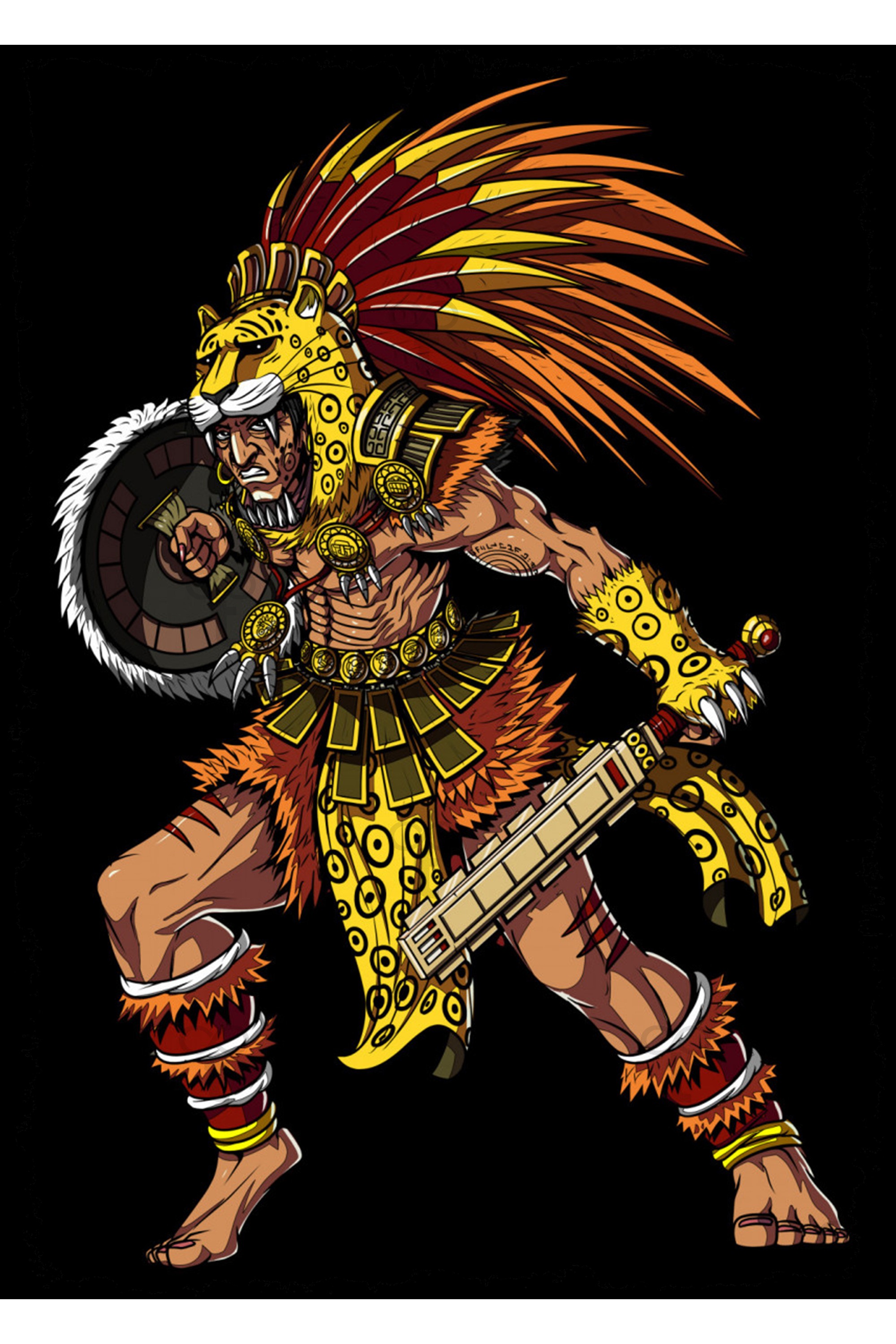 Aztec Savaşçı Mitoloji Tema Ahşap Tablo