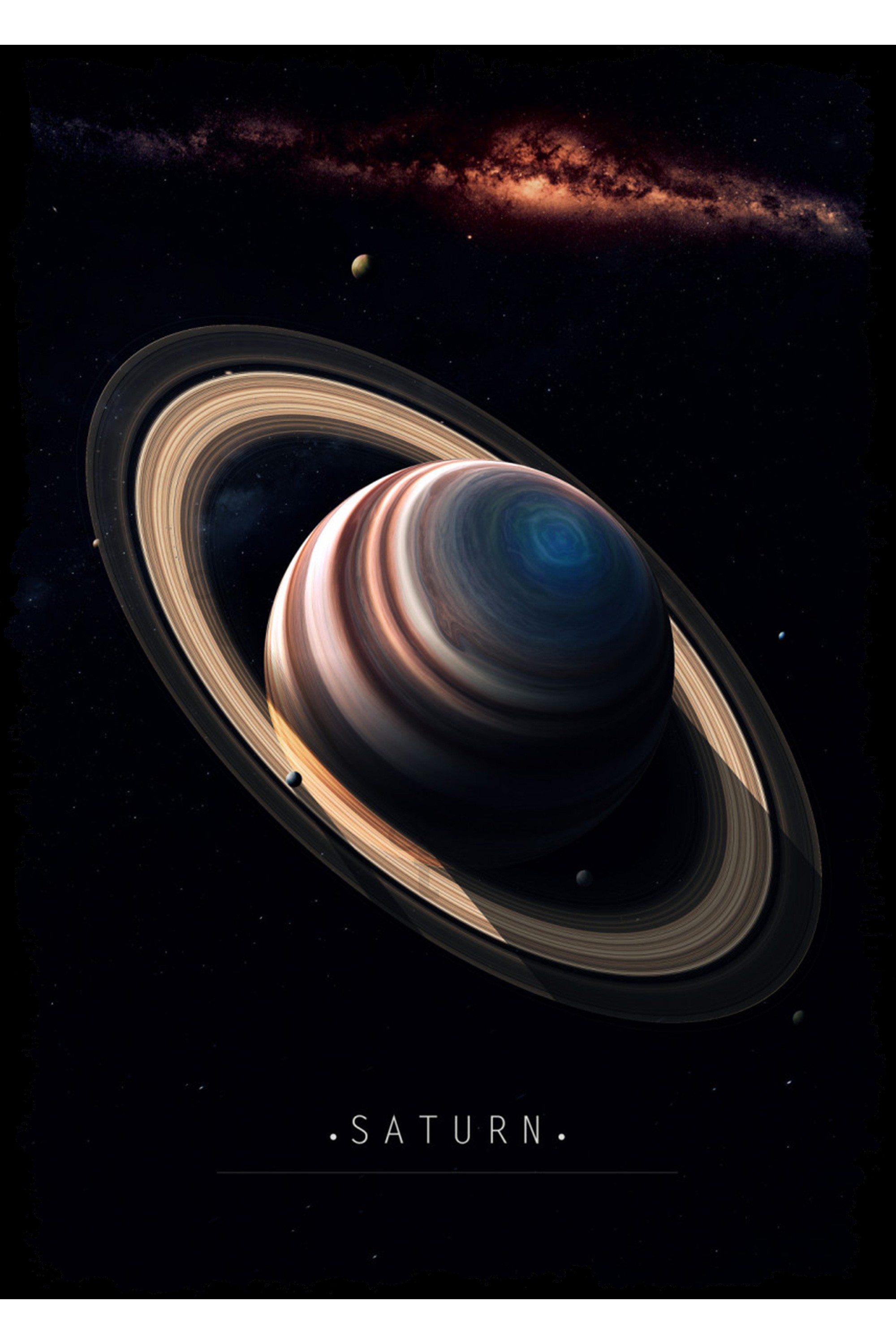 Satürn Gezegen Ahşap Tablo