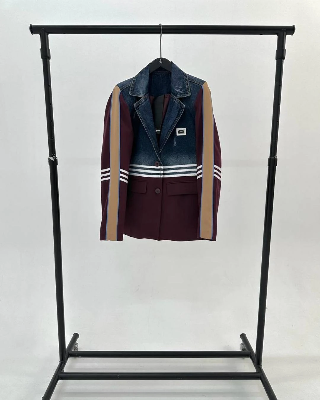 Spor Çizgili Denim Detaylı Kadın Takım - Ceket ve Pantolon