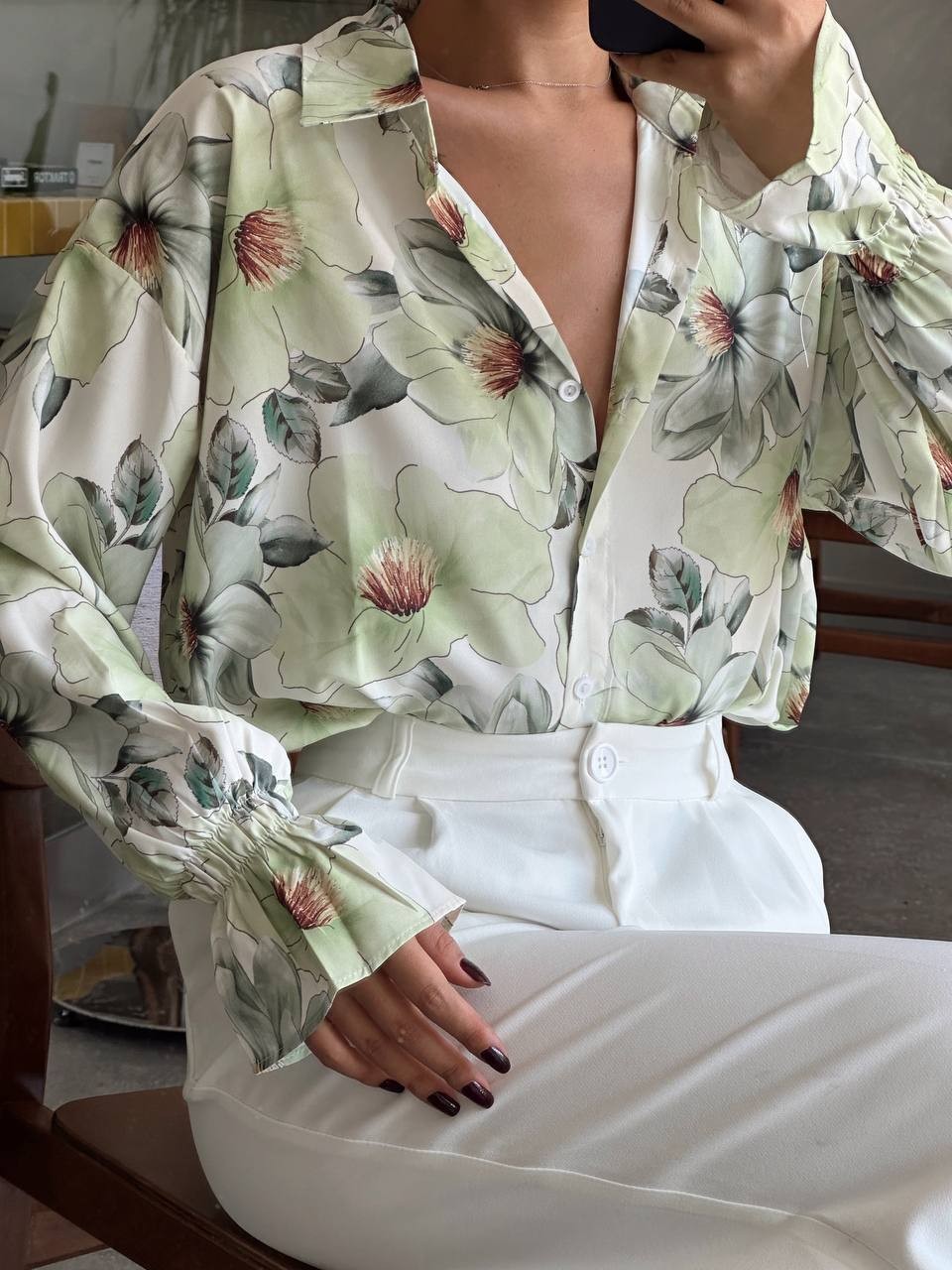 Çiçek Desenli Oversize Gömlek – Kadın Bahar ve Yaz Modası