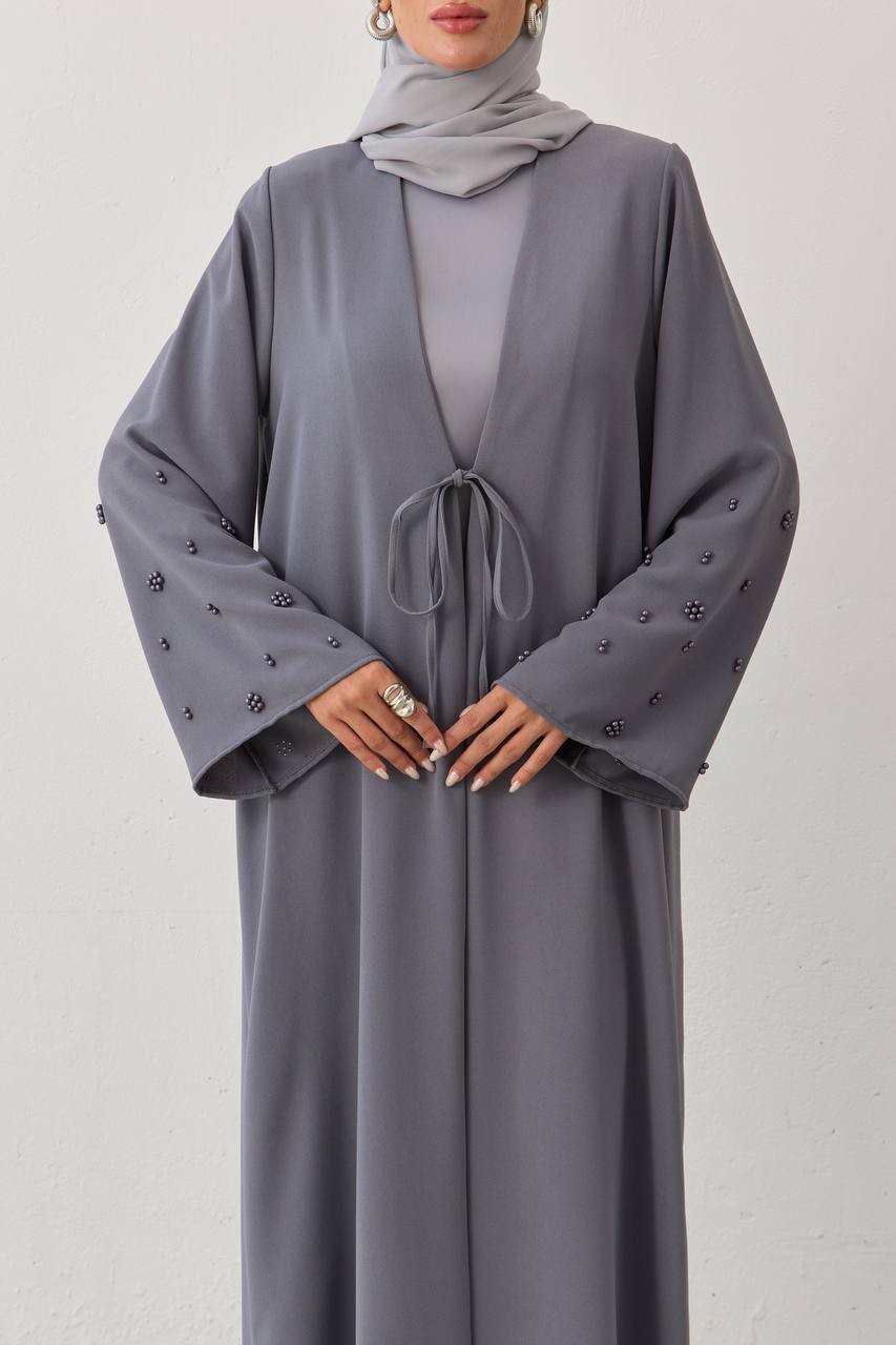YENİ SEZON KREP KUMAŞ BONCUK EL İŞLEMELİ MODERN ABAYA