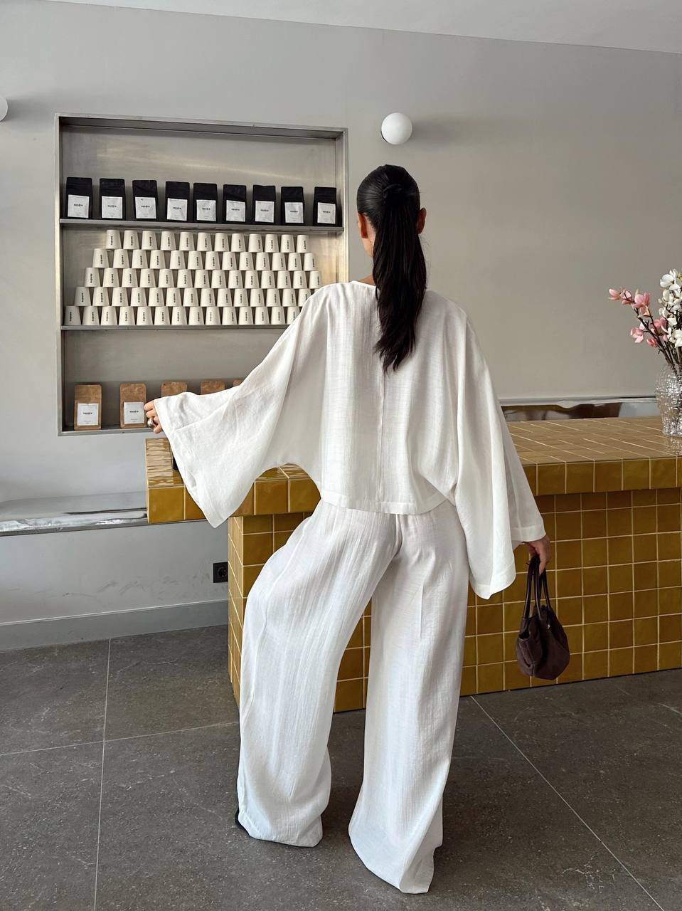 Oversize Crop Bluz ve Geniş Paça Pantolon Takım – Kadın İkili Takım
