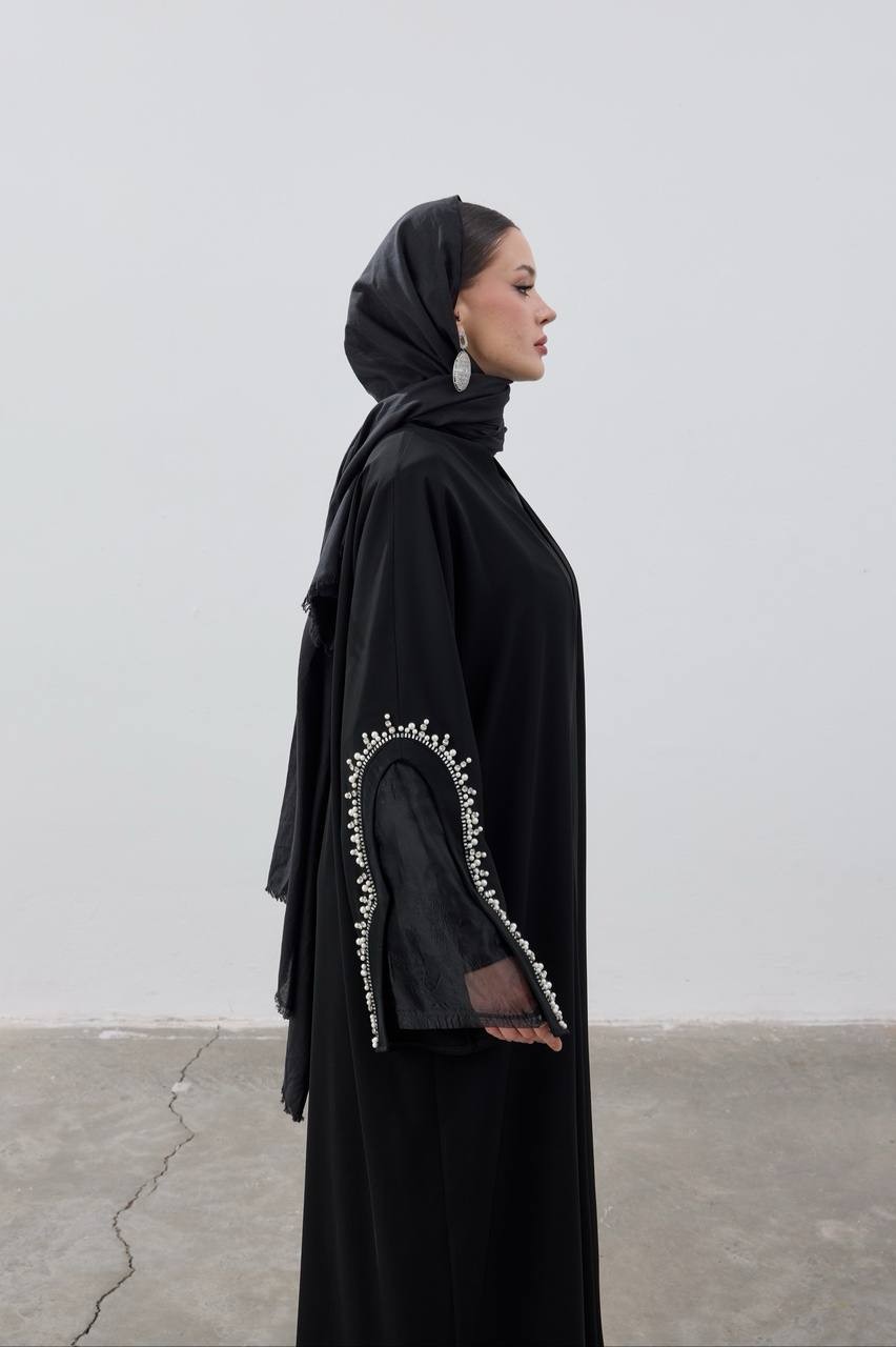  TASARIM İNCİ İŞLEMELİ SANTİAGO KUMAŞMAXİ BOY ABAYA