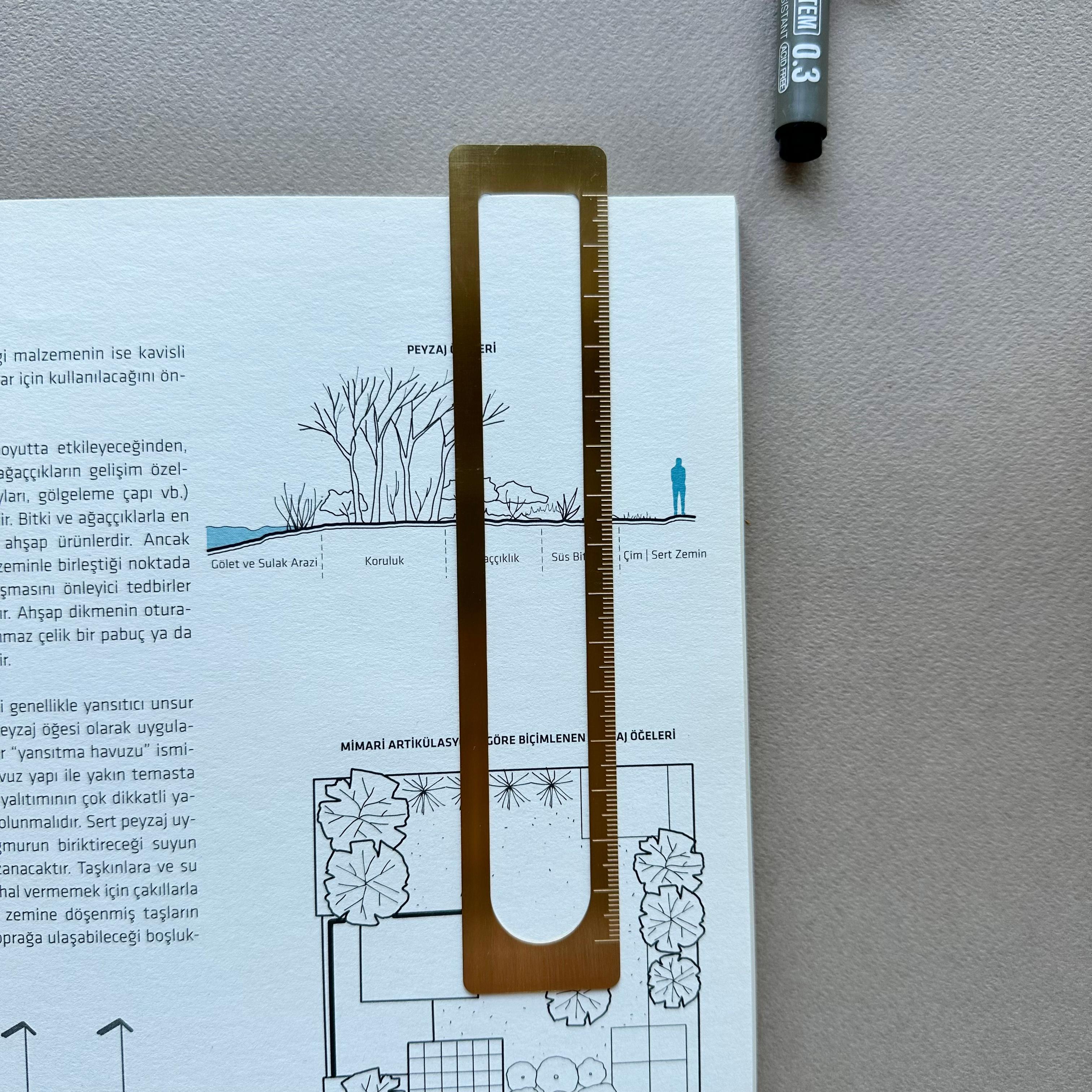 Pirinç Kitap Ayracı Cetvel