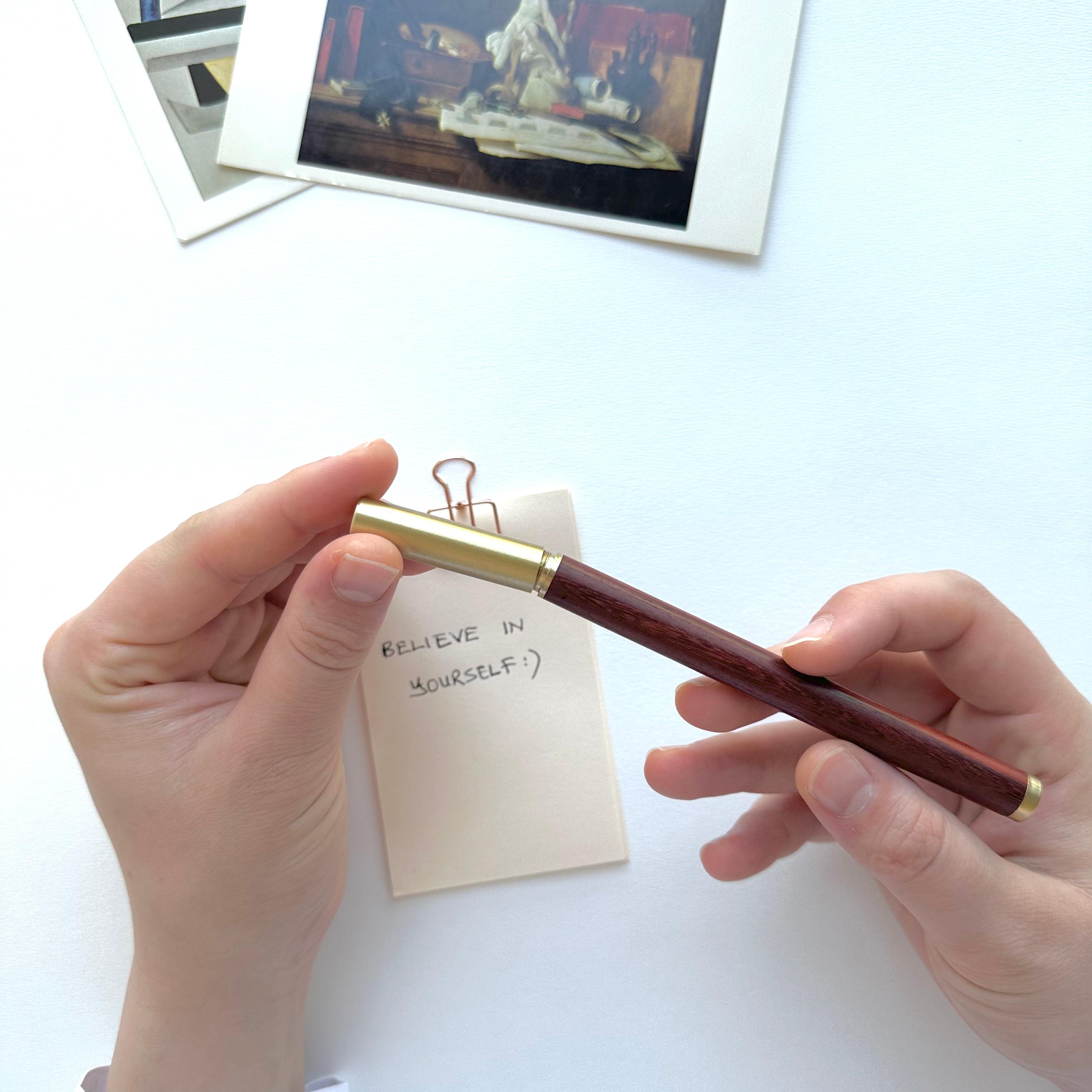 Natural Wood - Brass Detail Gel Pen