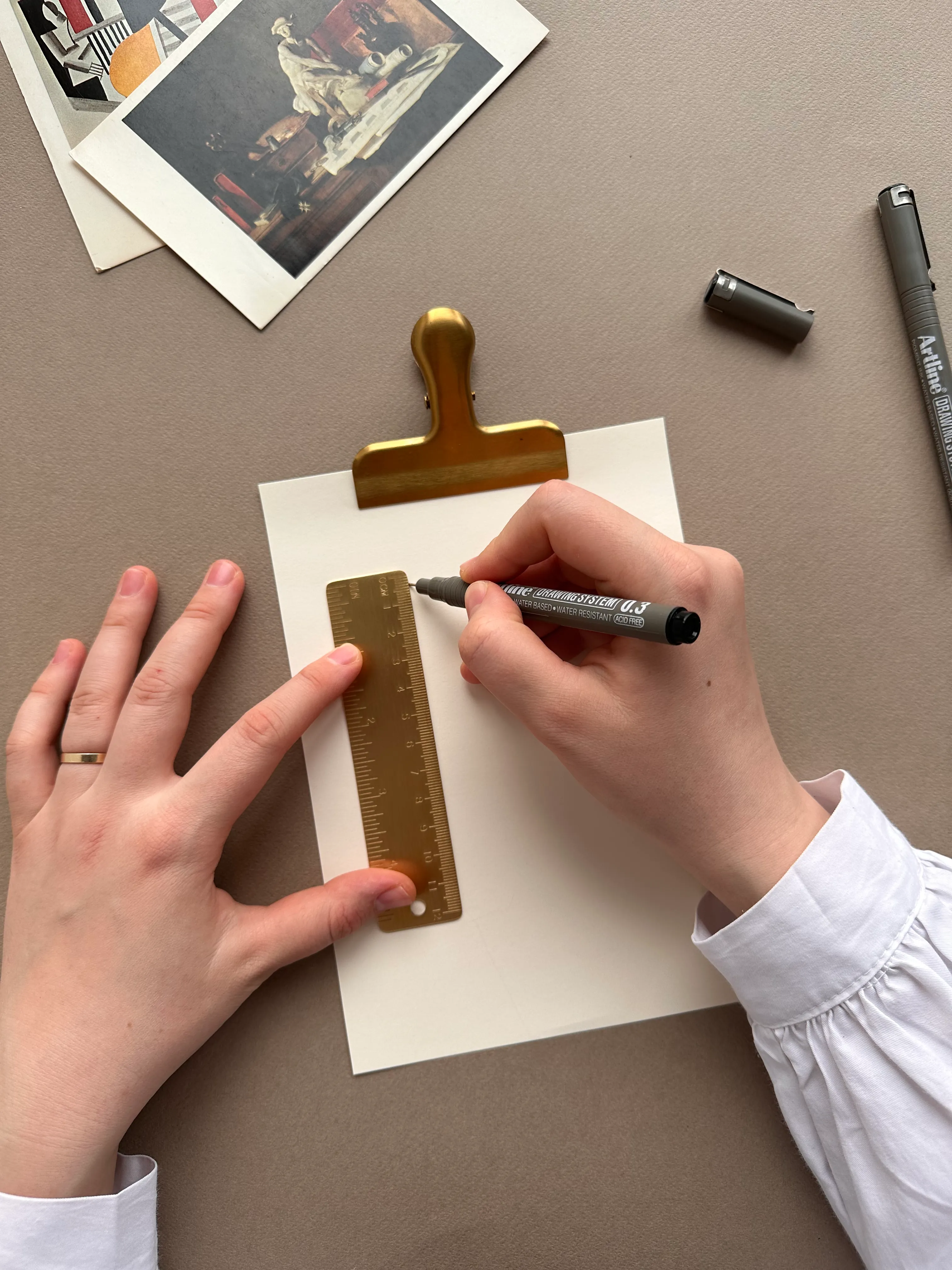 Pirinç Ölçüm Seti - Cetvel - Açıölçer - Gönye