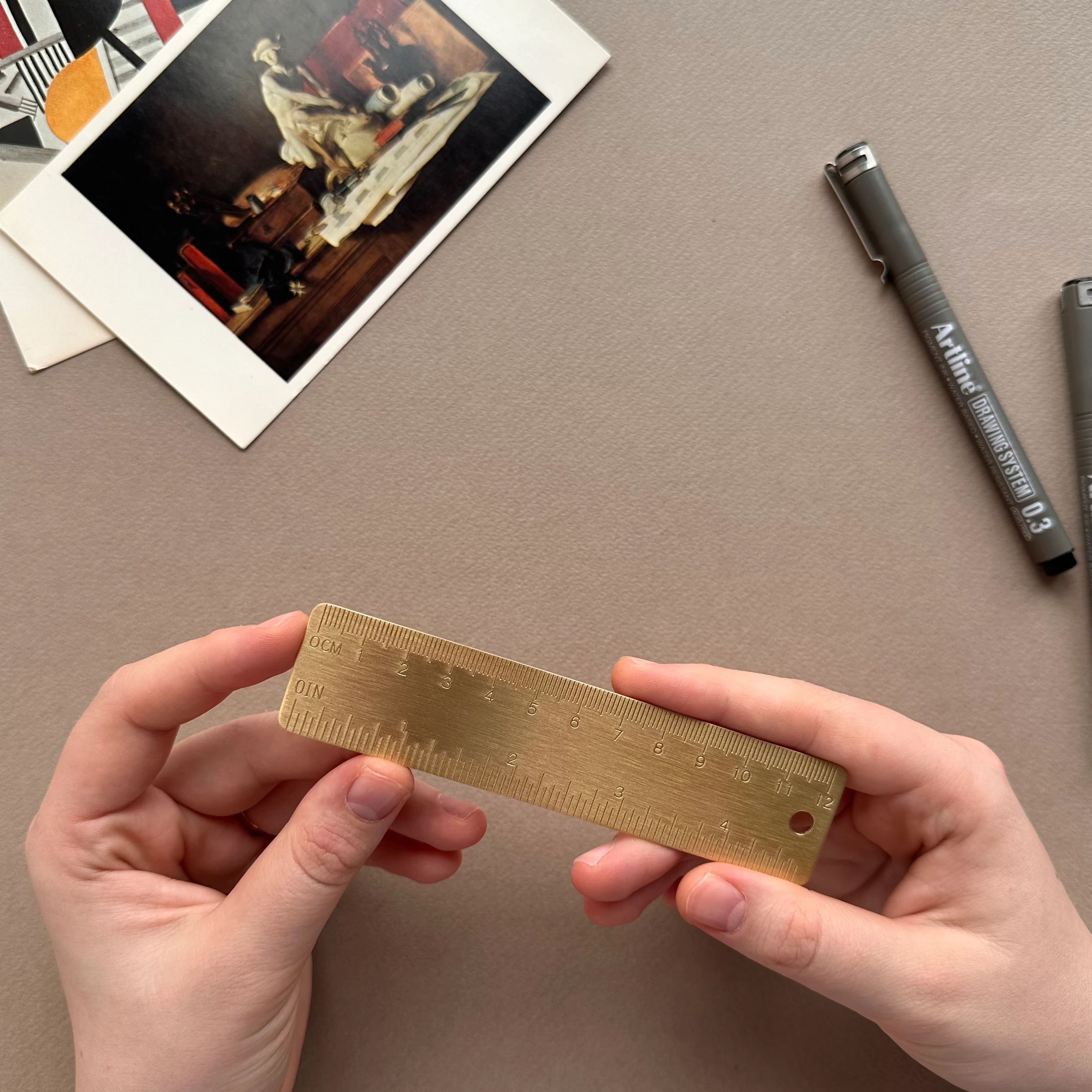 Pirinç Ölçüm Seti - Cetvel - Açıölçer - Gönye