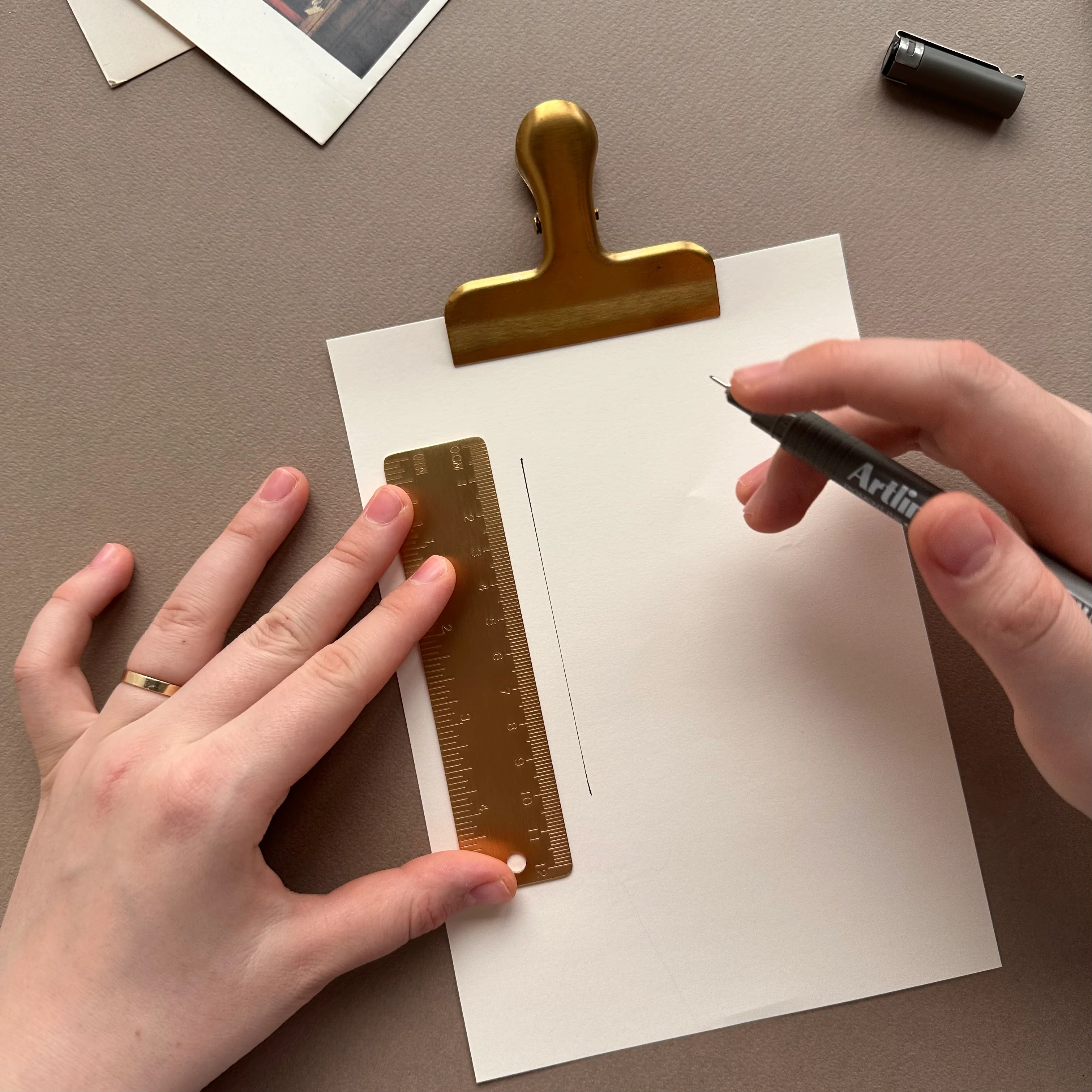 Pirinç Ölçüm Seti - Cetvel - Açıölçer - Gönye