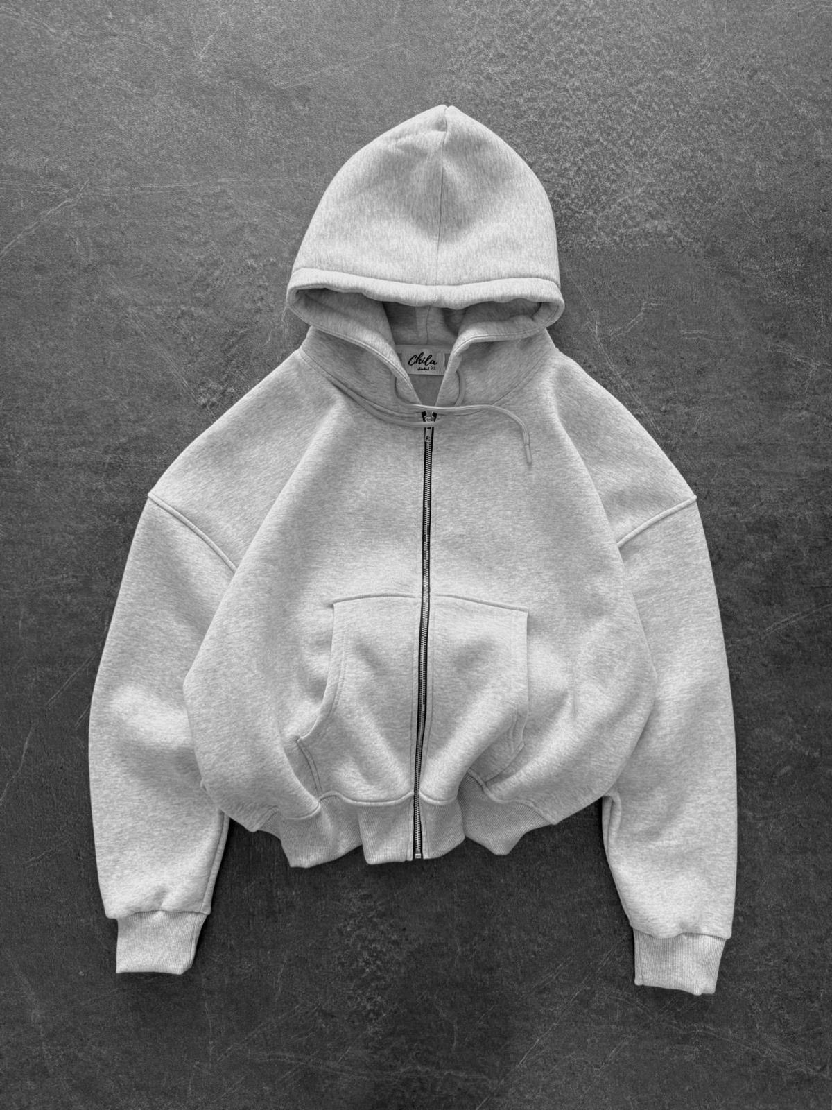 Basic Kapşonlu Hırka - Gri