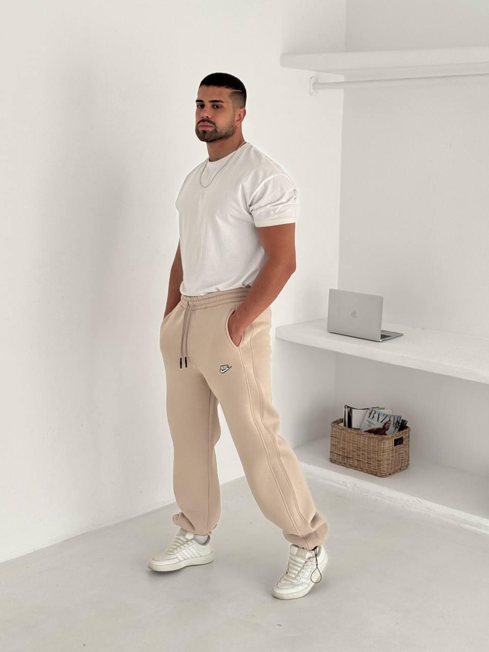 Nıke Logolu Basic Eşofman - Krem