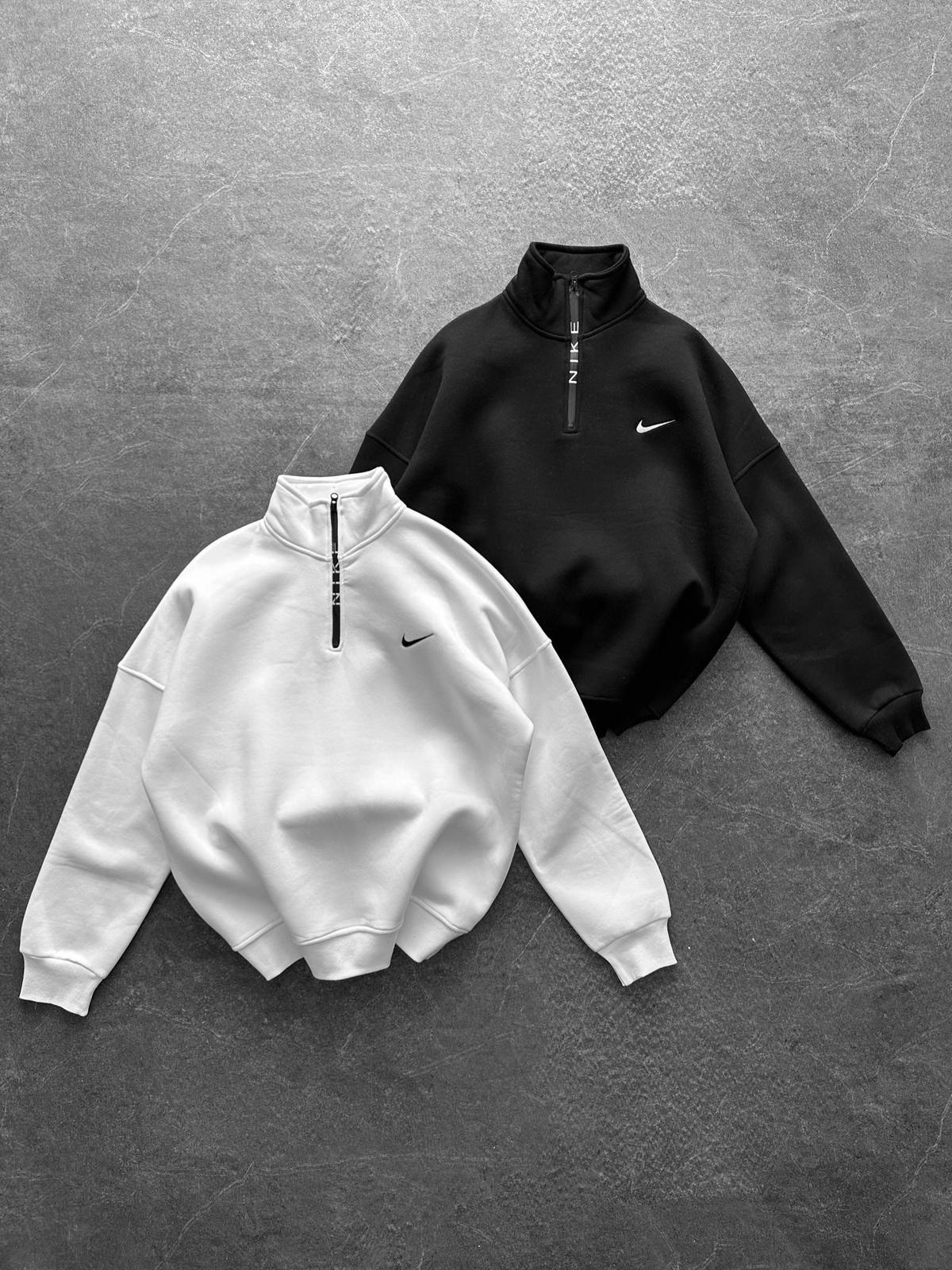 NIKE Yarım Fermuar Sweat - Siyah