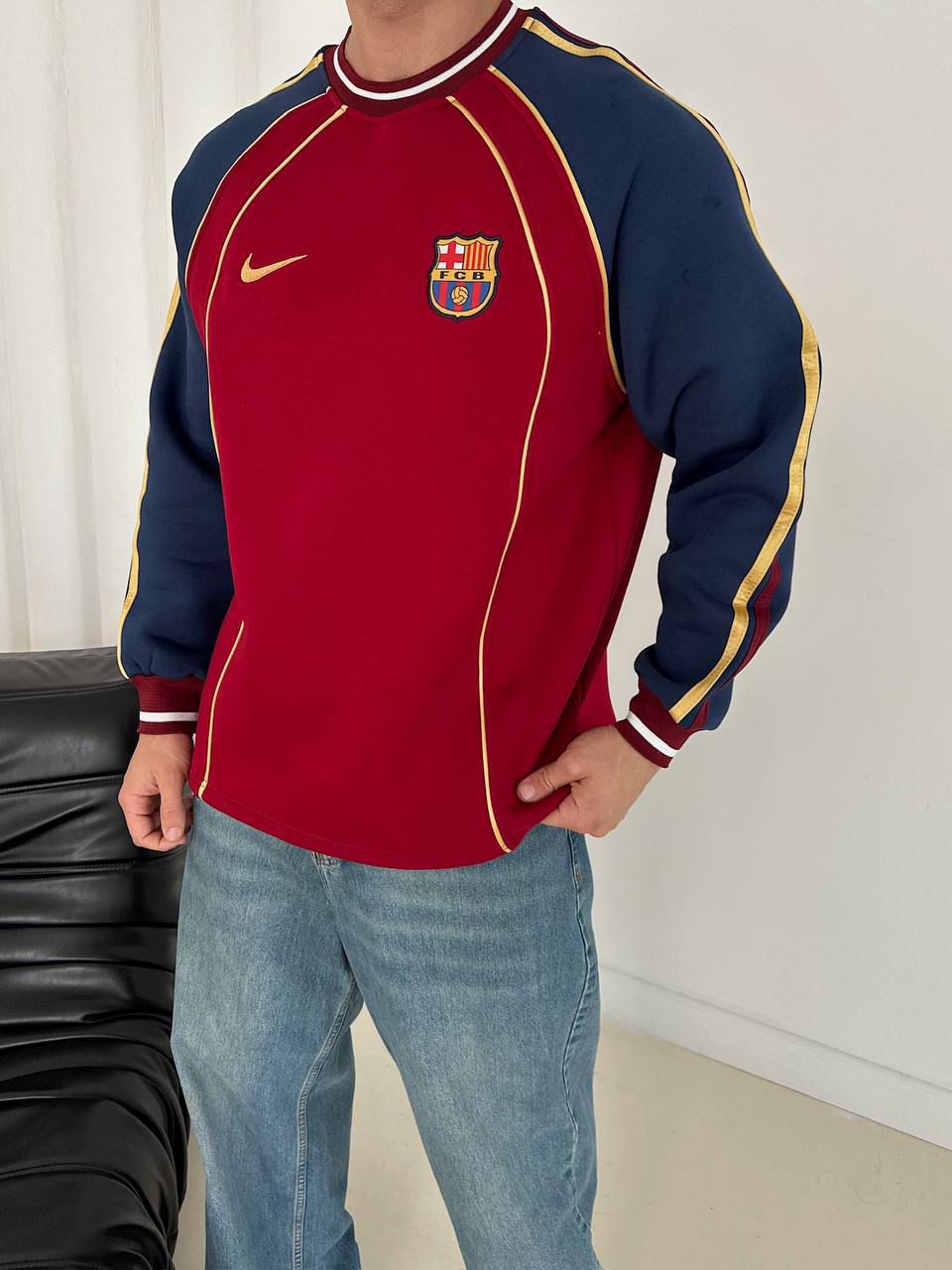 FCB Sarı çizgili Sweat - Bordo