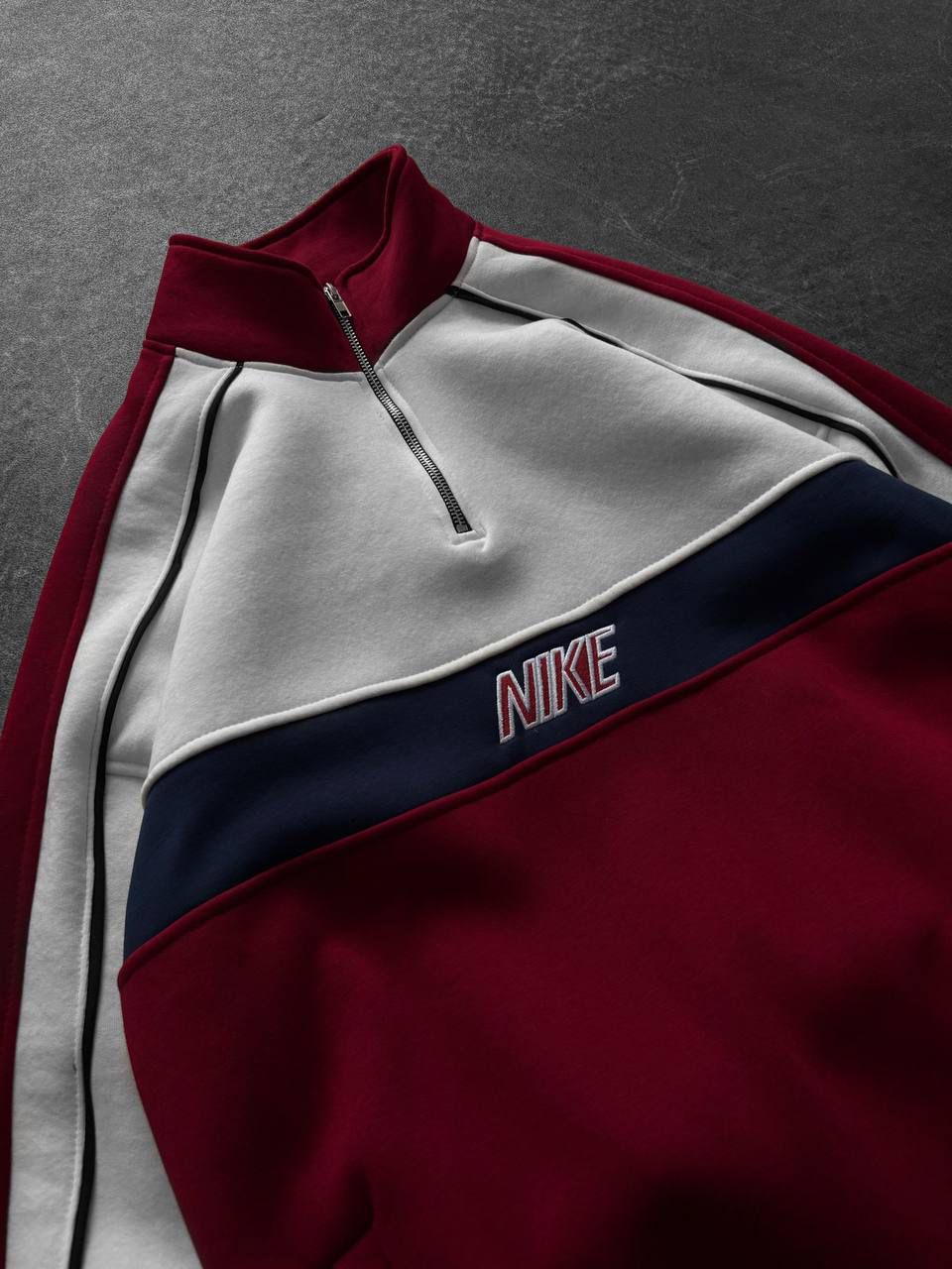 NIKE baskılı yarım fermuar sweat - bordo