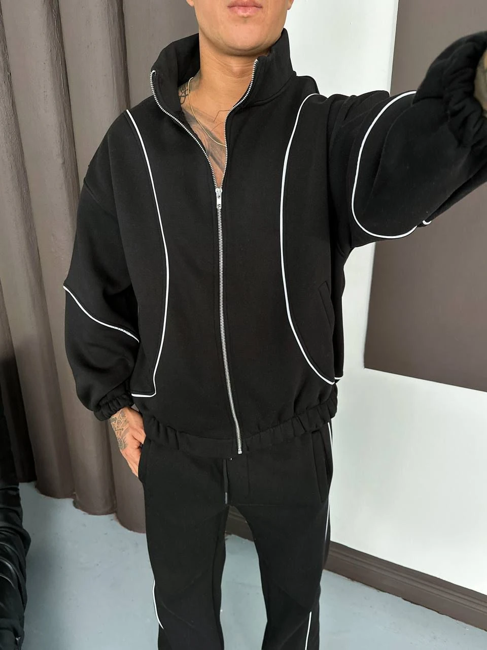 SİYAH BEYAZ BİYELİ RETRO TAKIM 