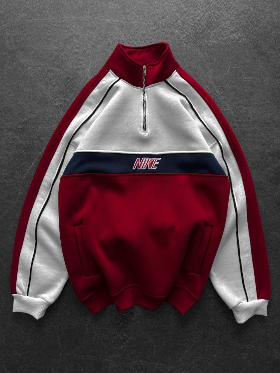 NIKE baskılı yarım fermuar sweat - bordo